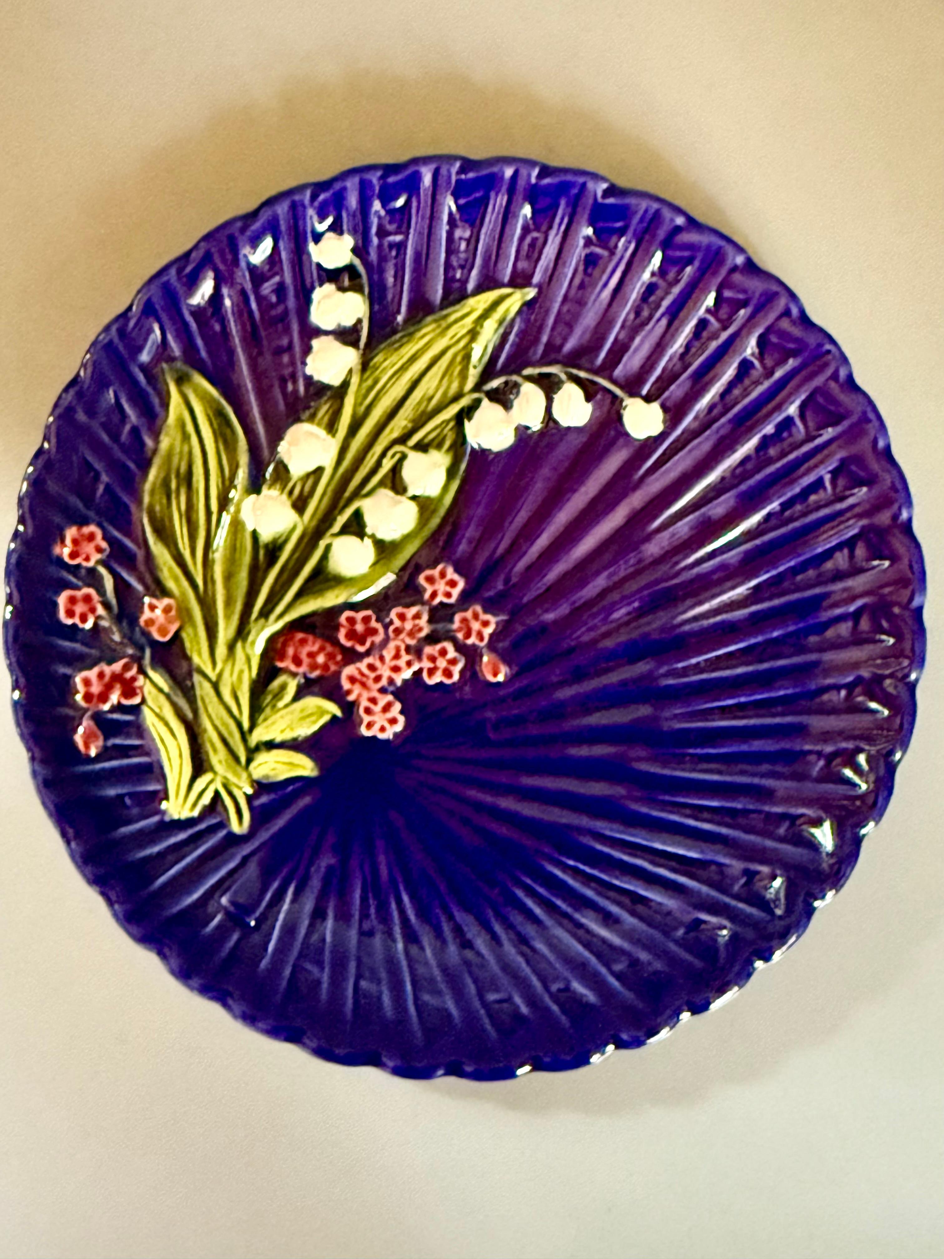 Smaltato Art Deco Schramberg Majolica 3 piatti Mughetto in vendita