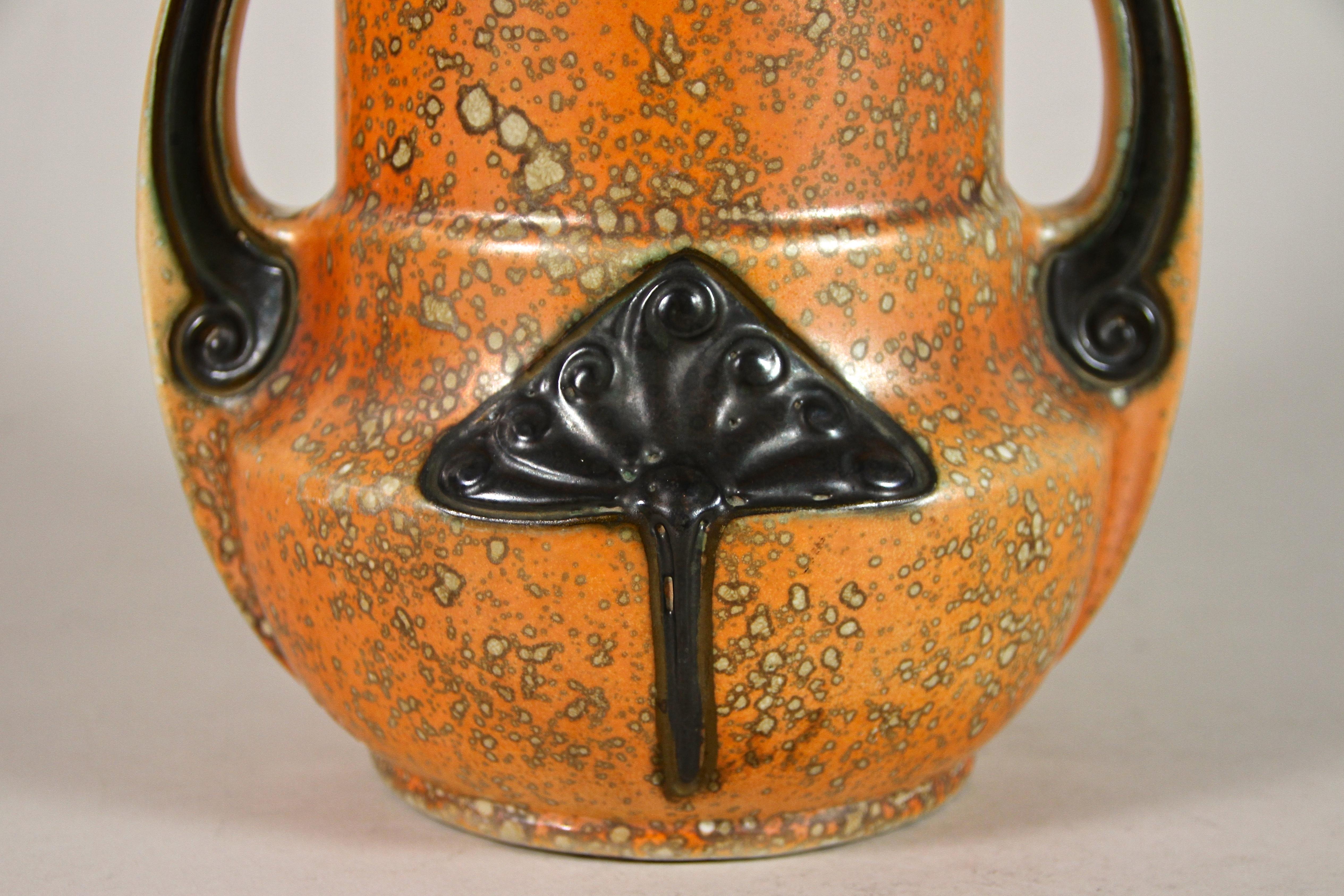 Czech Art Deco Majolica Vase by Amphora, CZ, circa 1920