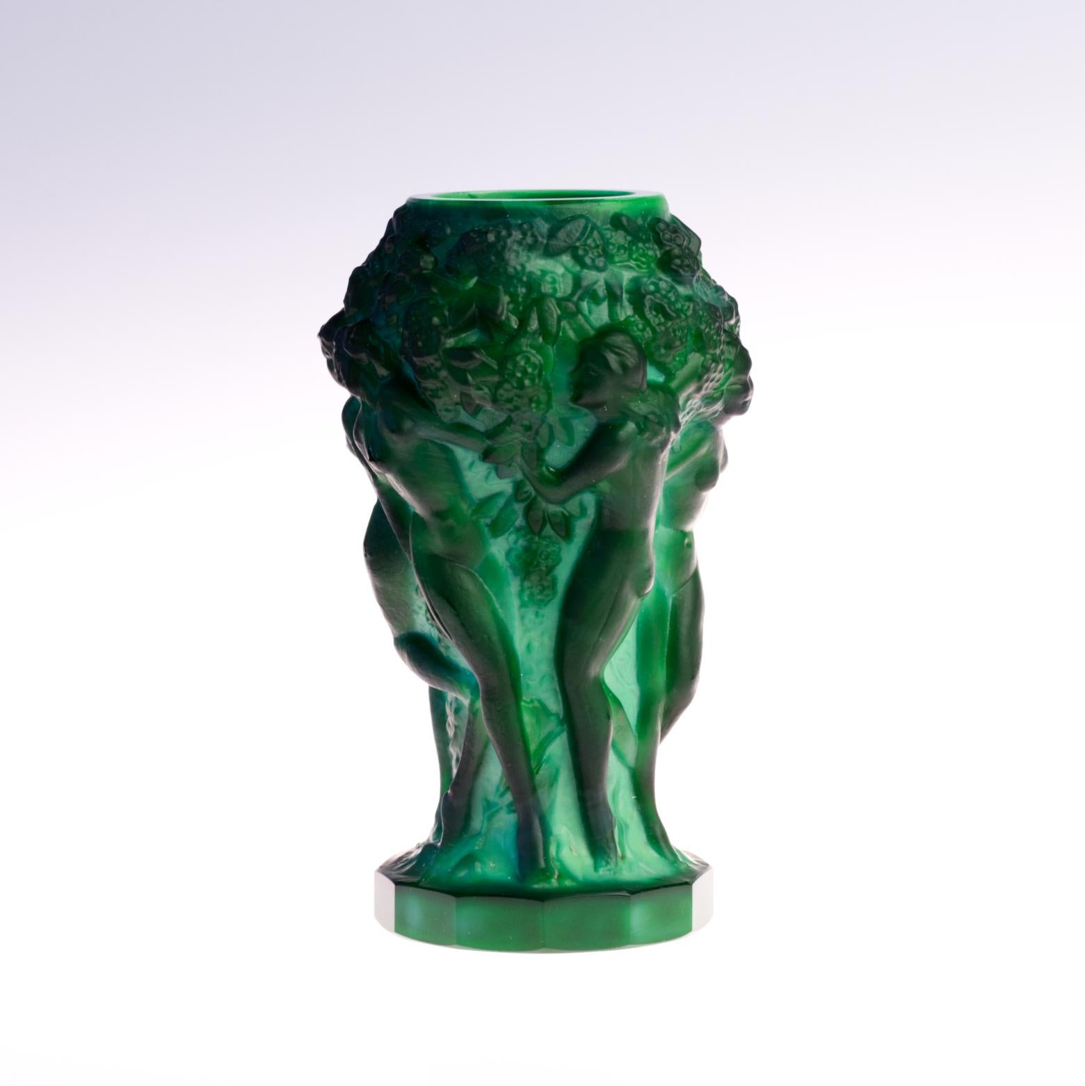 Art Déco Vaso in vetro malachite Art Deco di Curt Schlevogt, anni '30 in vendita
