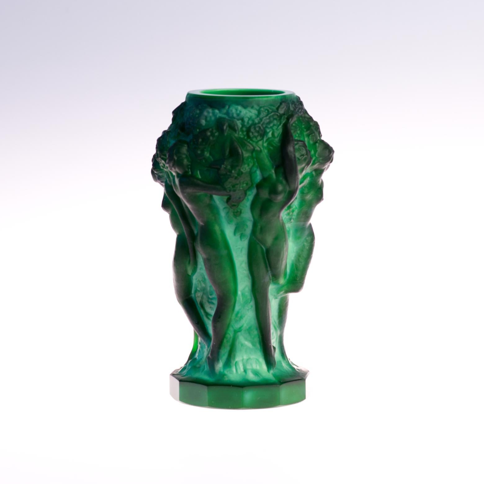 Ceco Vaso in vetro malachite Art Deco di Curt Schlevogt, anni '30 in vendita