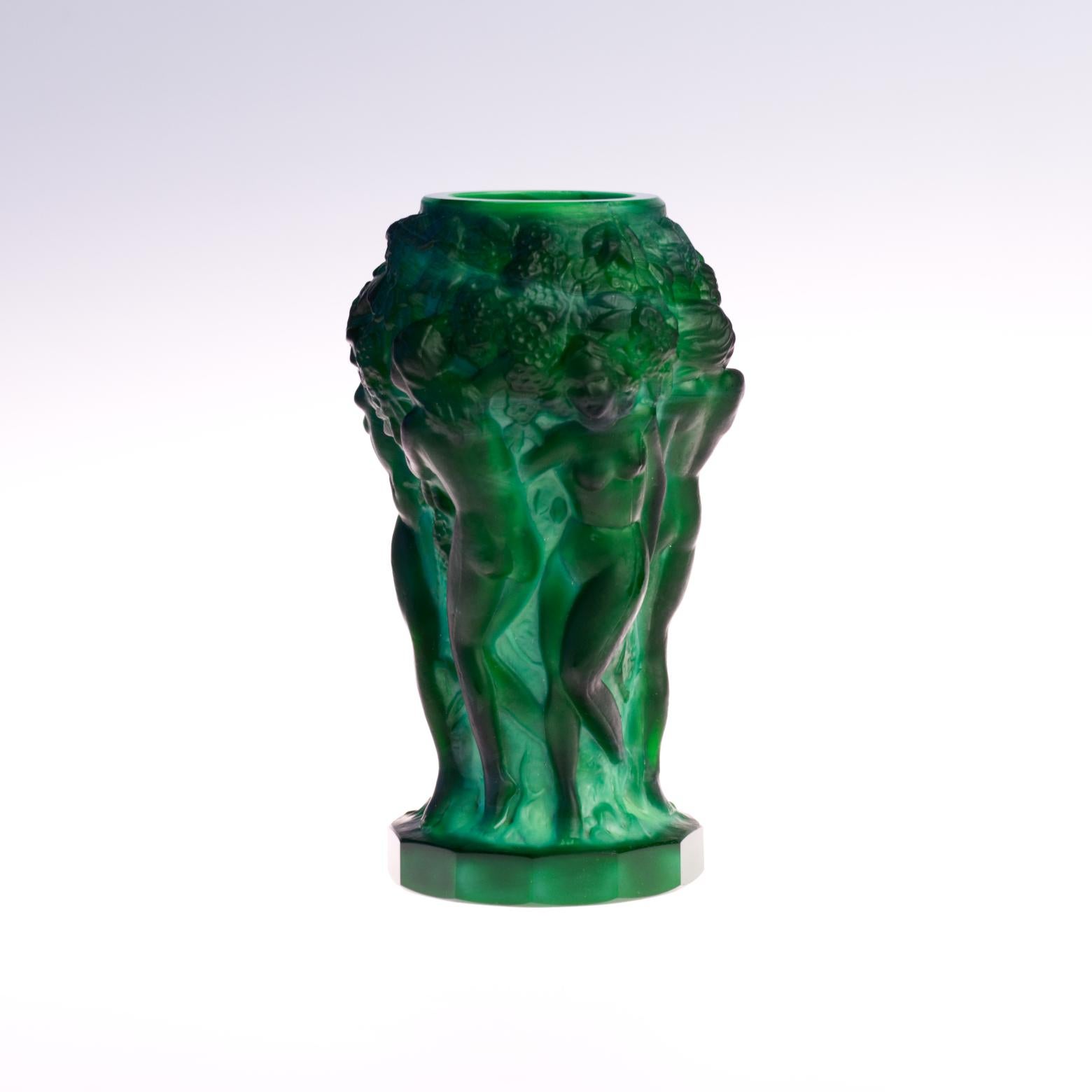 Vaso in vetro malachite Art Deco di Curt Schlevogt, anni '30 In condizioni buone in vendita a Lucenec, SK