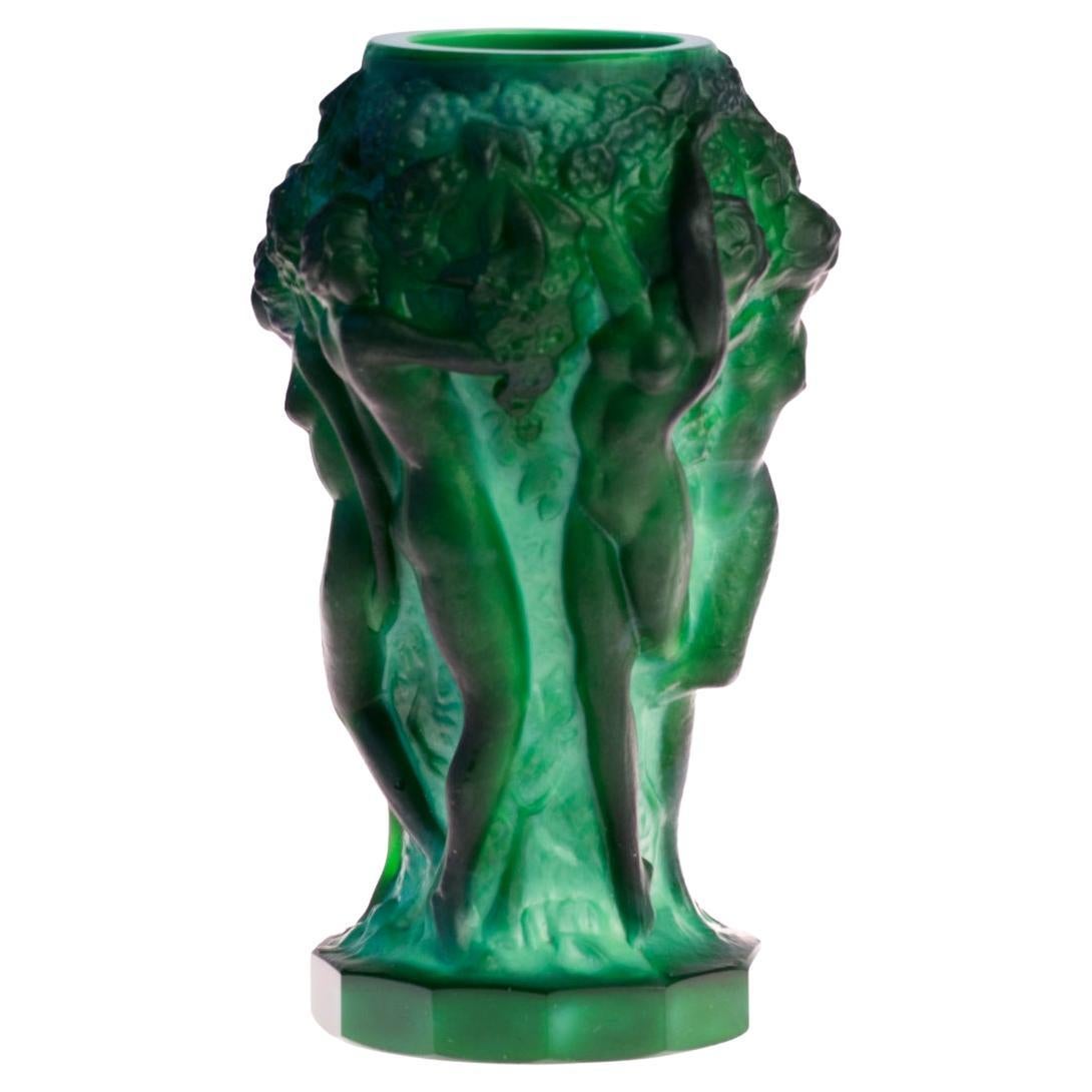 Art Deco Malachite Glass Vase by Curt Schlevogt, 1930s