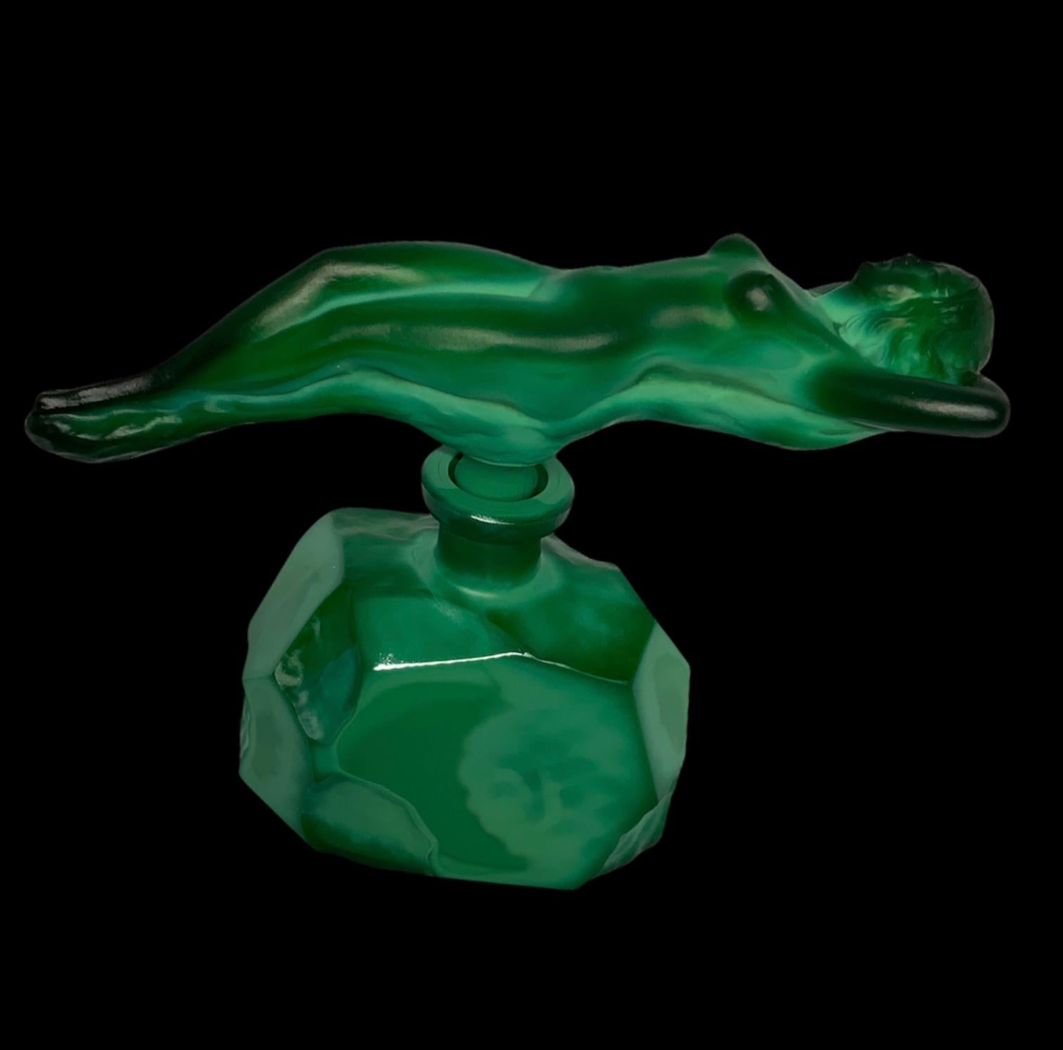 Art Deco Malachite Nude Woman Perfume Bottle 1