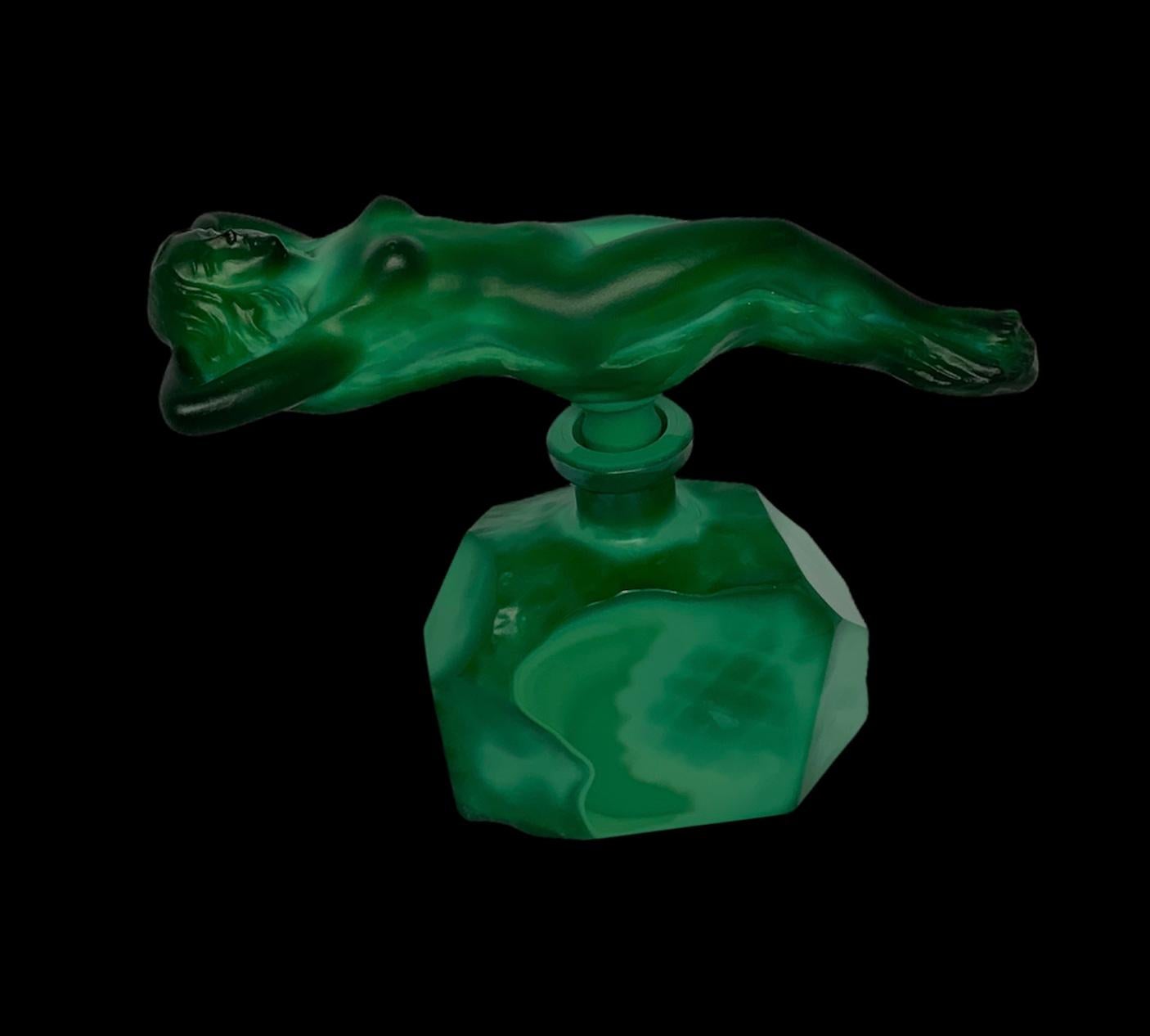 Art Deco Malachite Nude Woman Perfume Bottle 2