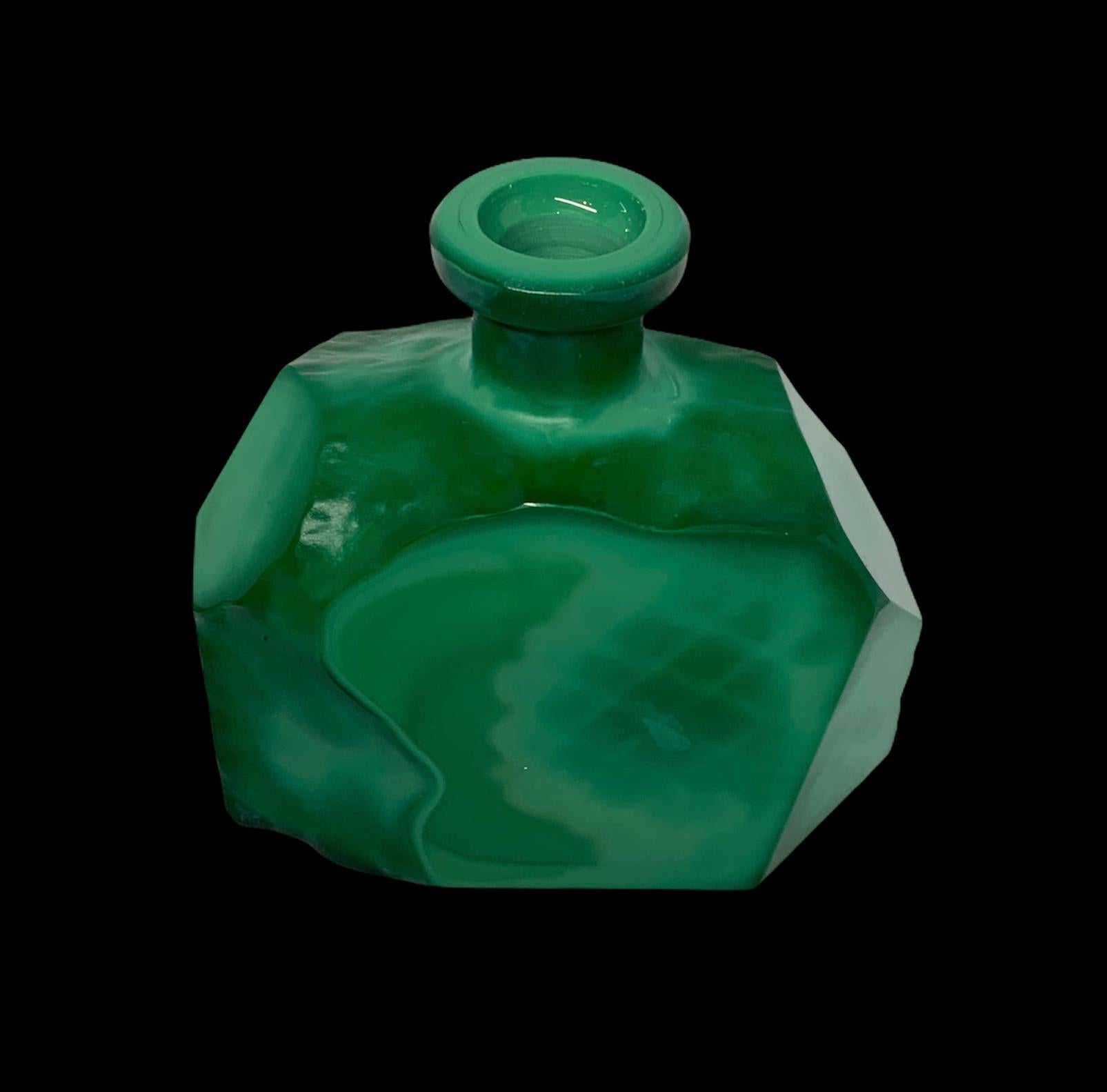 Czech Art Deco Malachite Nude Woman Perfume Bottle