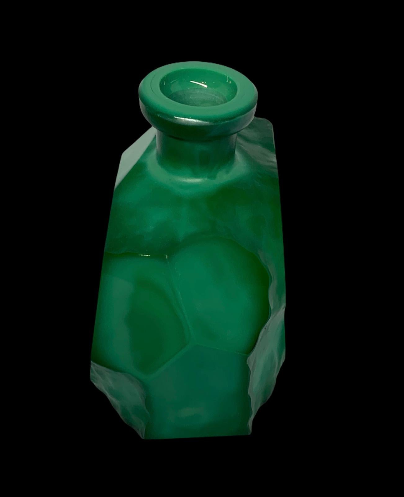 Molded Art Deco Malachite Nude Woman Perfume Bottle