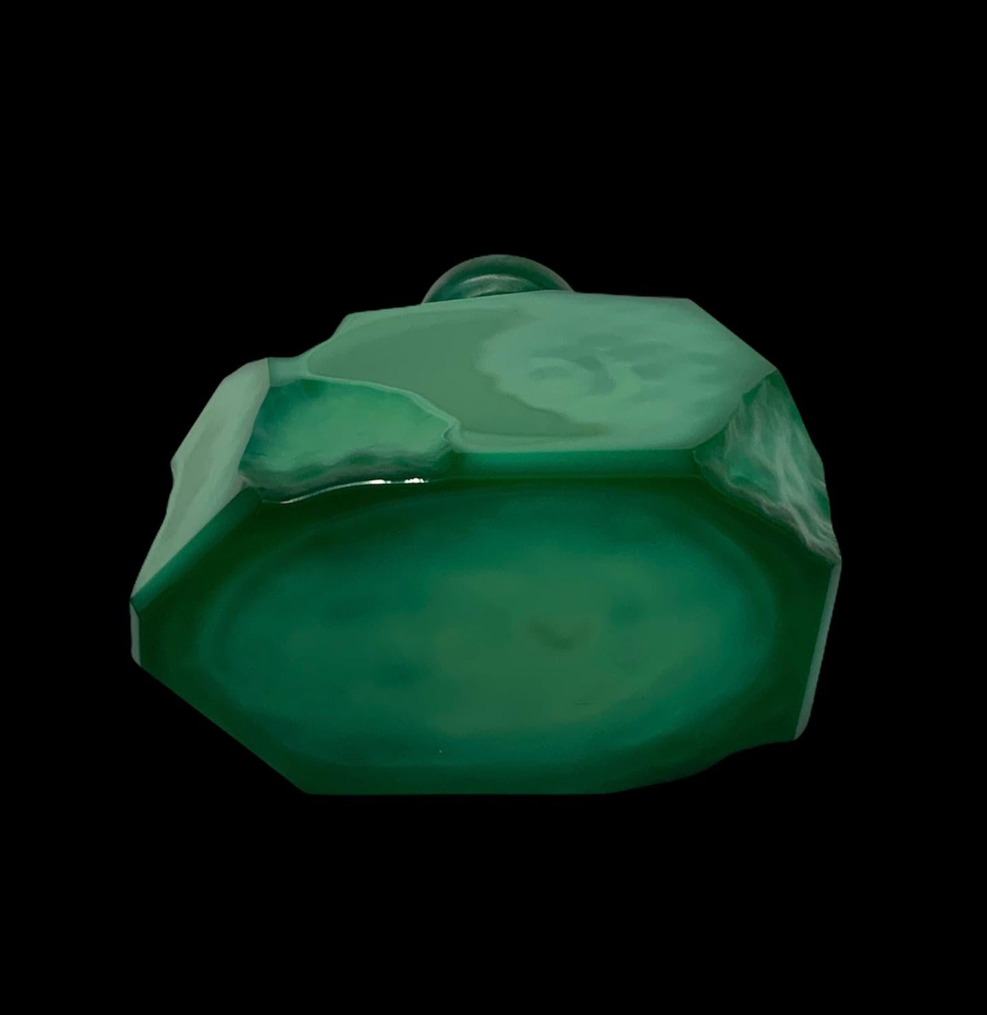 20th Century Art Deco Malachite Nude Woman Perfume Bottle