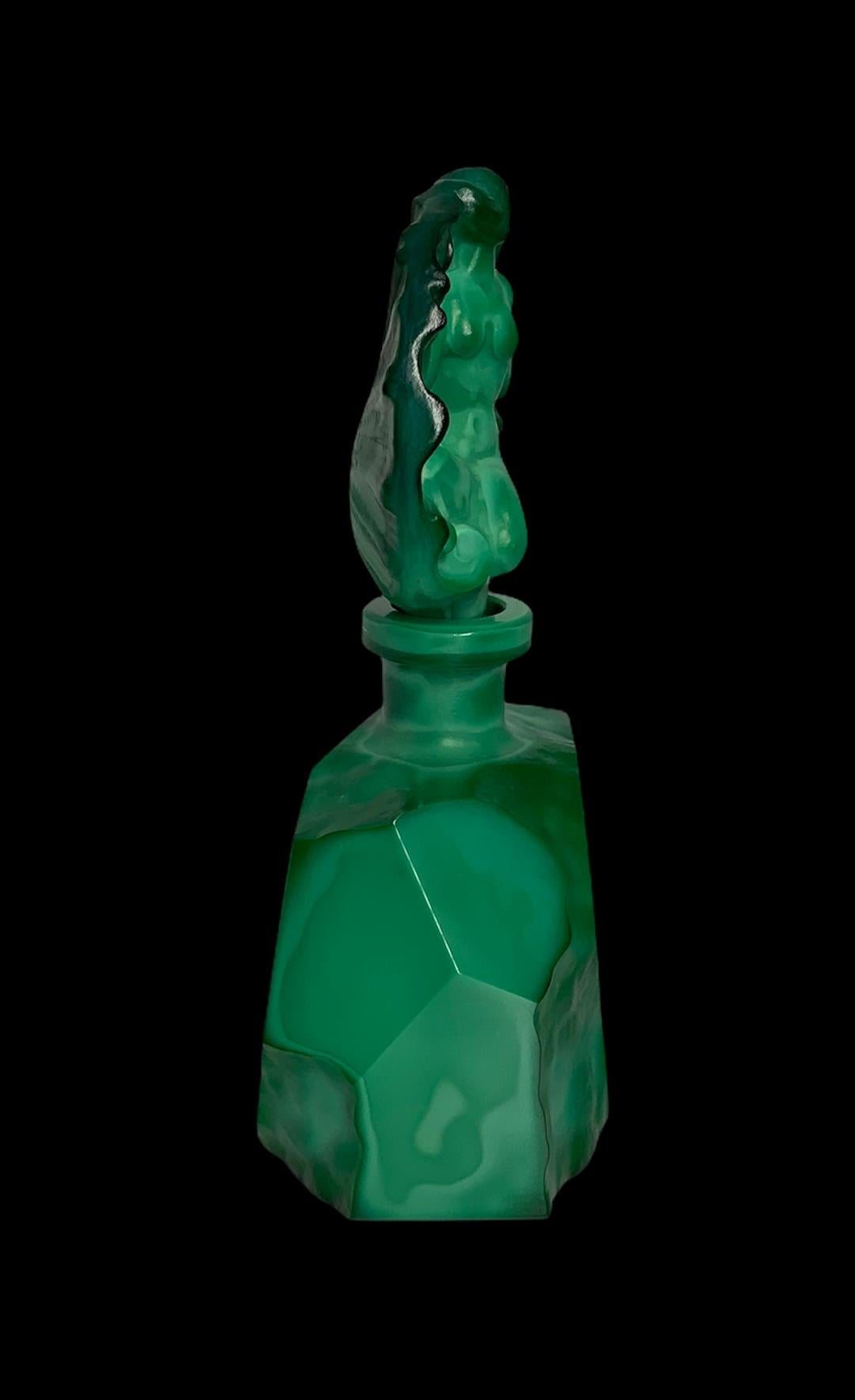Molded Art Deco Malachite Perfume Bottle