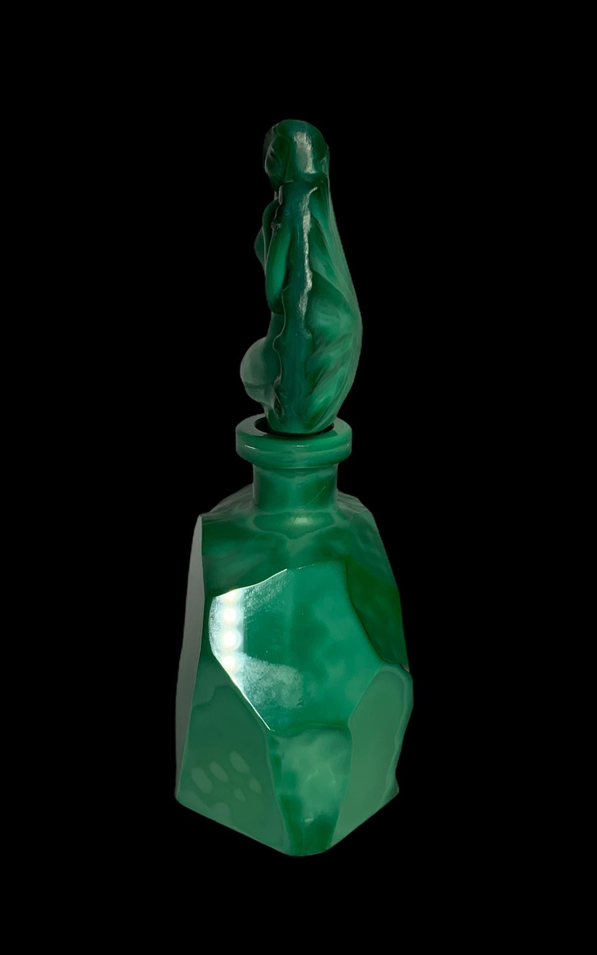 Art Deco Malachite Perfume Bottle In Good Condition In Guaynabo, PR