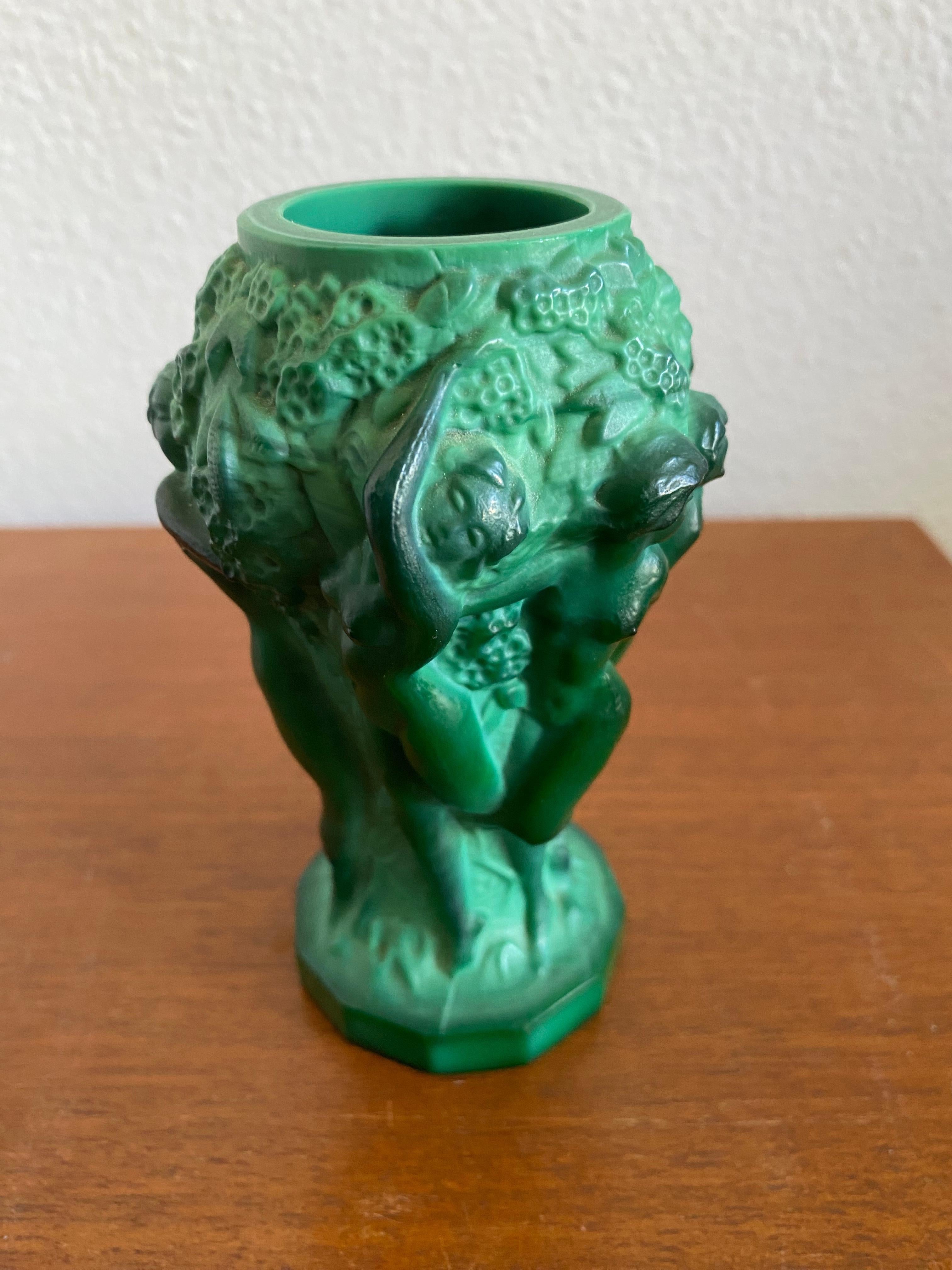 Czech Art Deco Malachite Vase by Curt Schlevogt For Sale