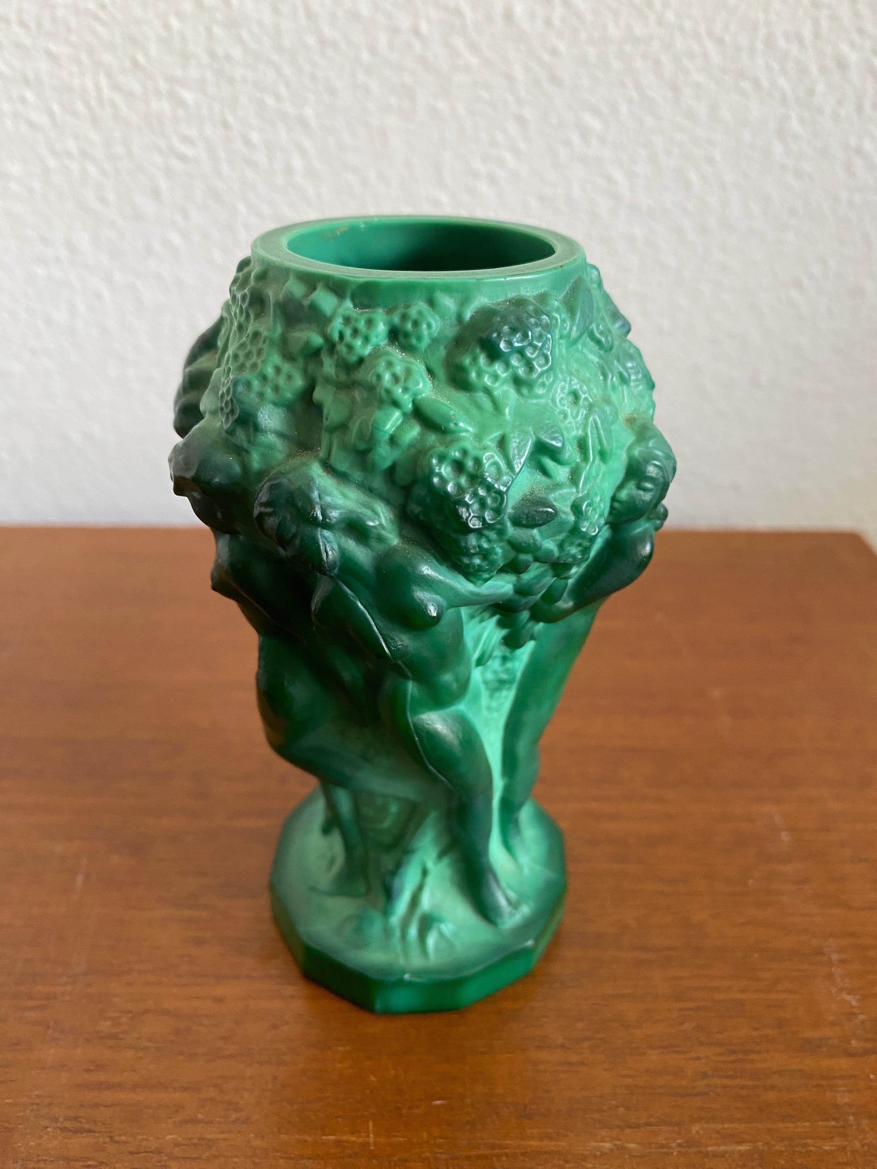 Mid-20th Century Art Deco Malachite Vase by Curt Schlevogt For Sale