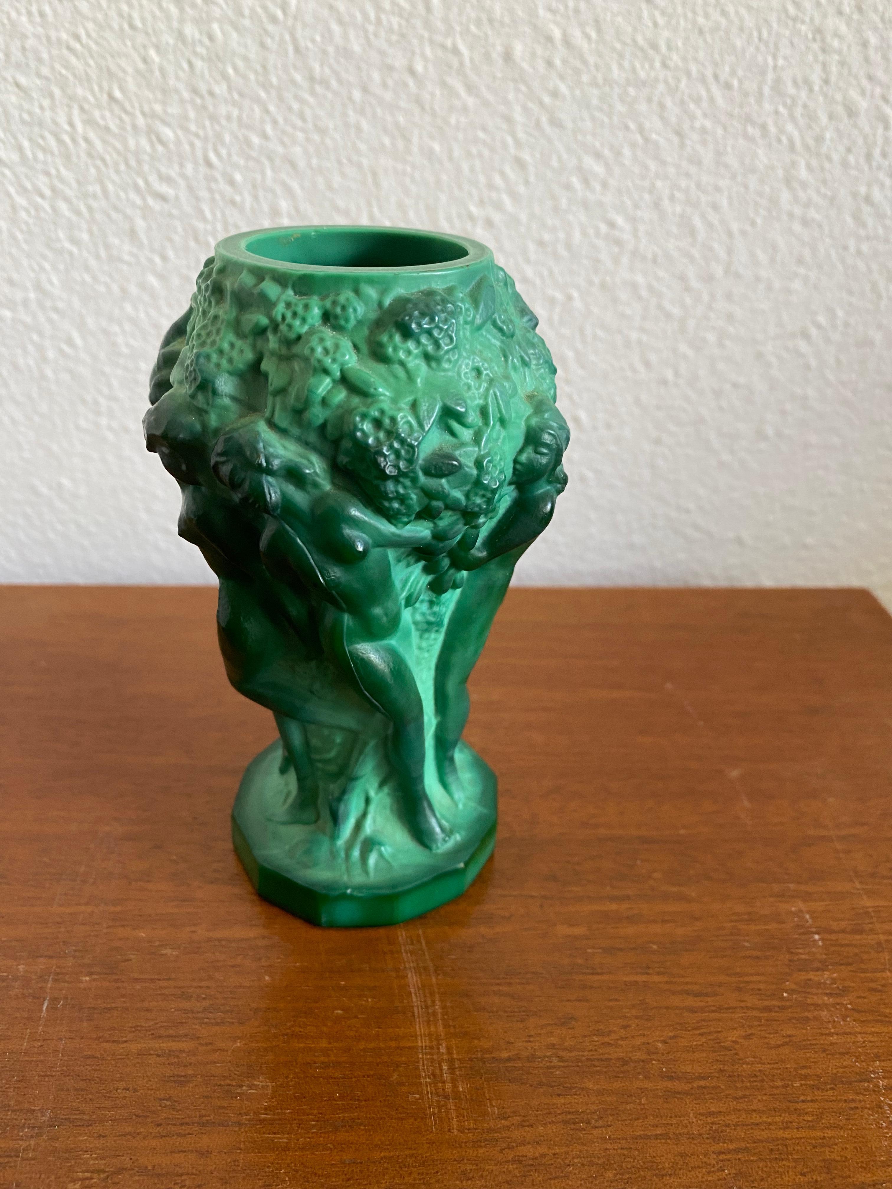 Art Deco Malachite Vase by Curt Schlevogt For Sale 1
