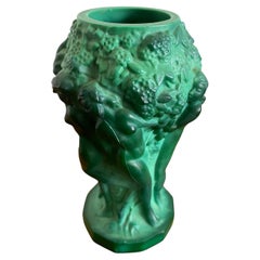 Art-déco-Vase mit Malachit von Curt Schlevogt