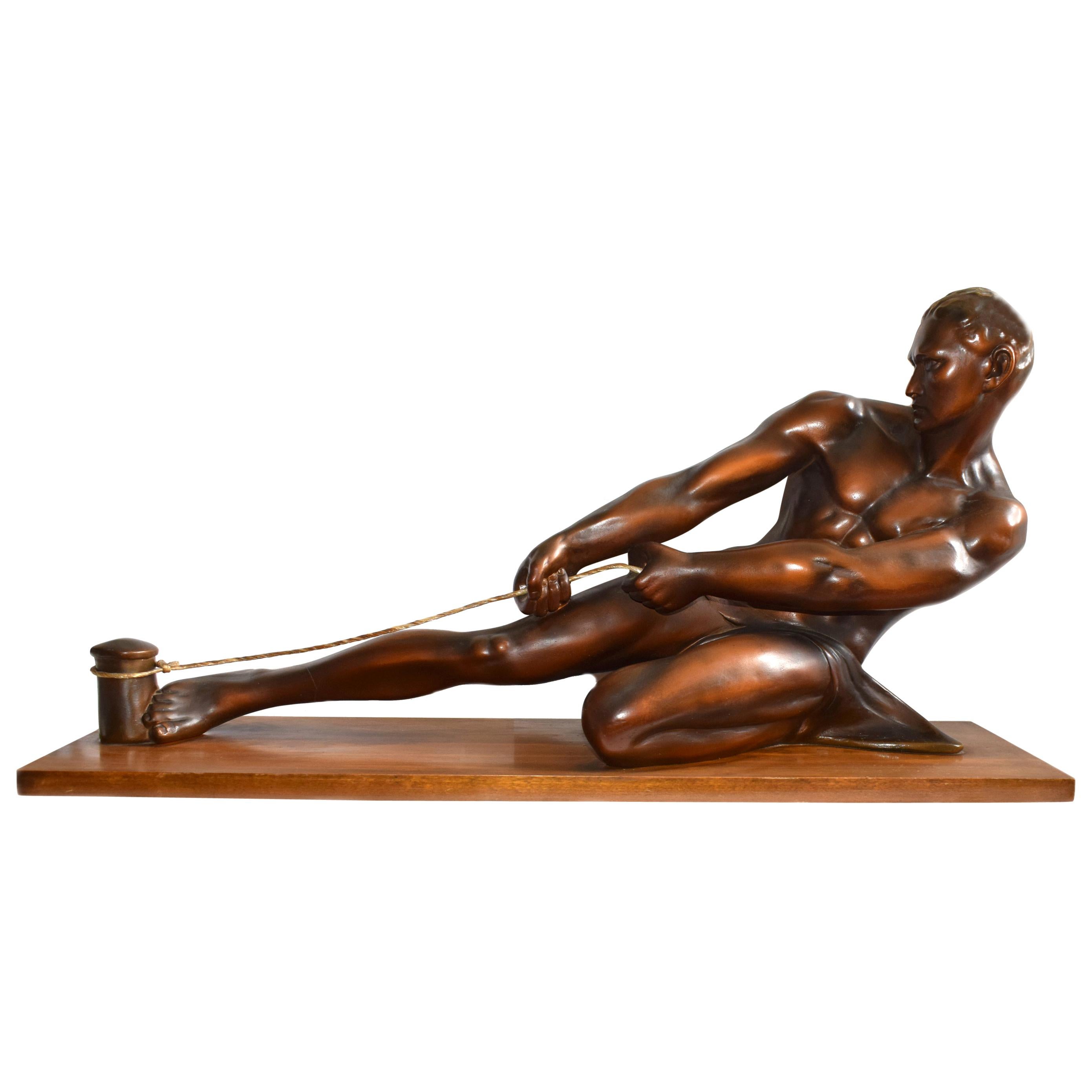Art Deco Male Figure ' the Rope Puller', circa 1930s
