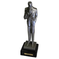 Art Decó Figura masculina  el Fumador de Bronce Plateado