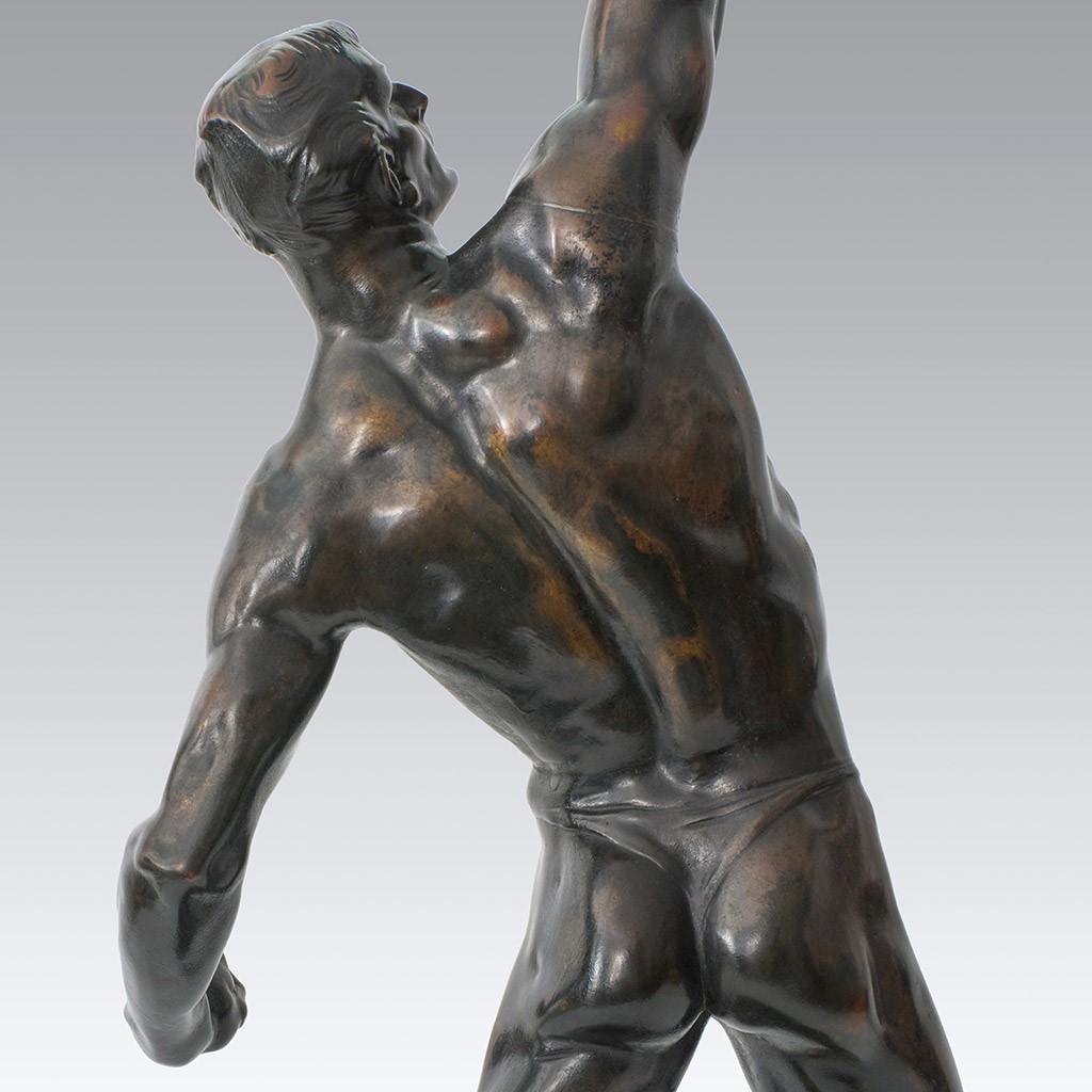 Art Deco Male Patinated Bronze Study Entitled 'Power Lifter' by Bruno Zach For Sale 5