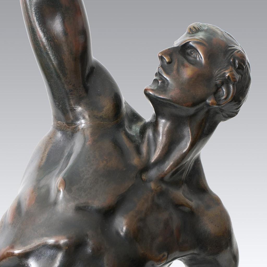 Art Deco Male Patinated Bronze Study Entitled 'Power Lifter' by Bruno Zach For Sale 1