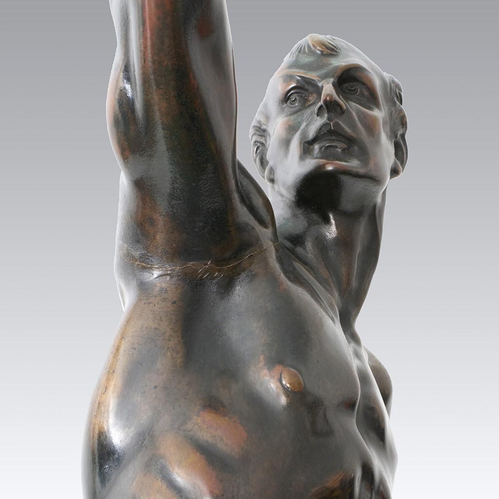 Art Deco Male Patinated Bronze Study Entitled 'Power Lifter' by Bruno Zach For Sale 2