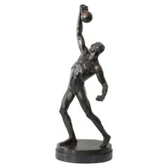 Art Deco Male Patinated Bronze Study Entitled 'Power Lifter' by Bruno Zach