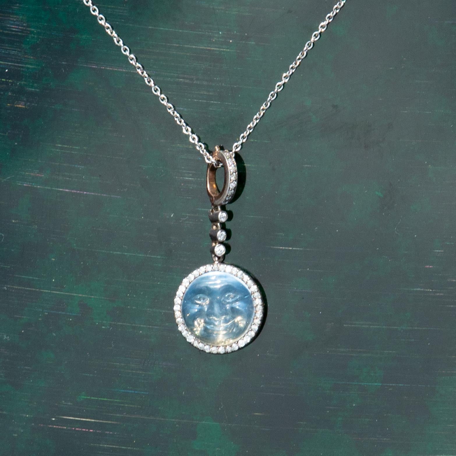Art Deco Man in the Moon and Diamond Necklace 1