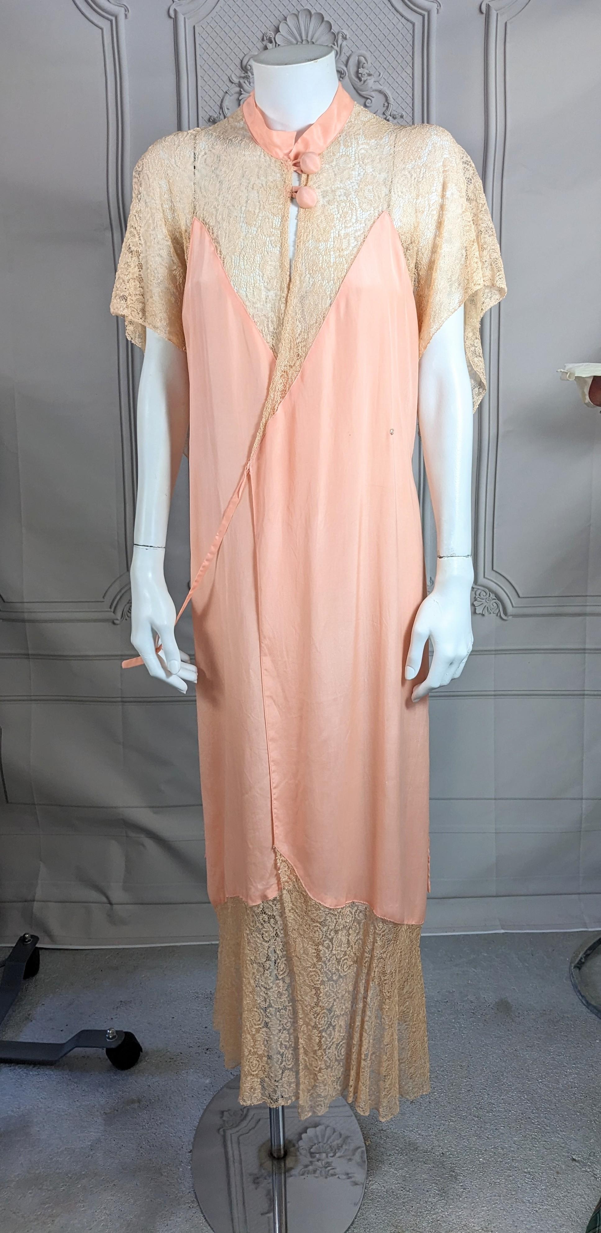 Women's Art Deco Mandarin Collar Lingerie Wrap Dress For Sale