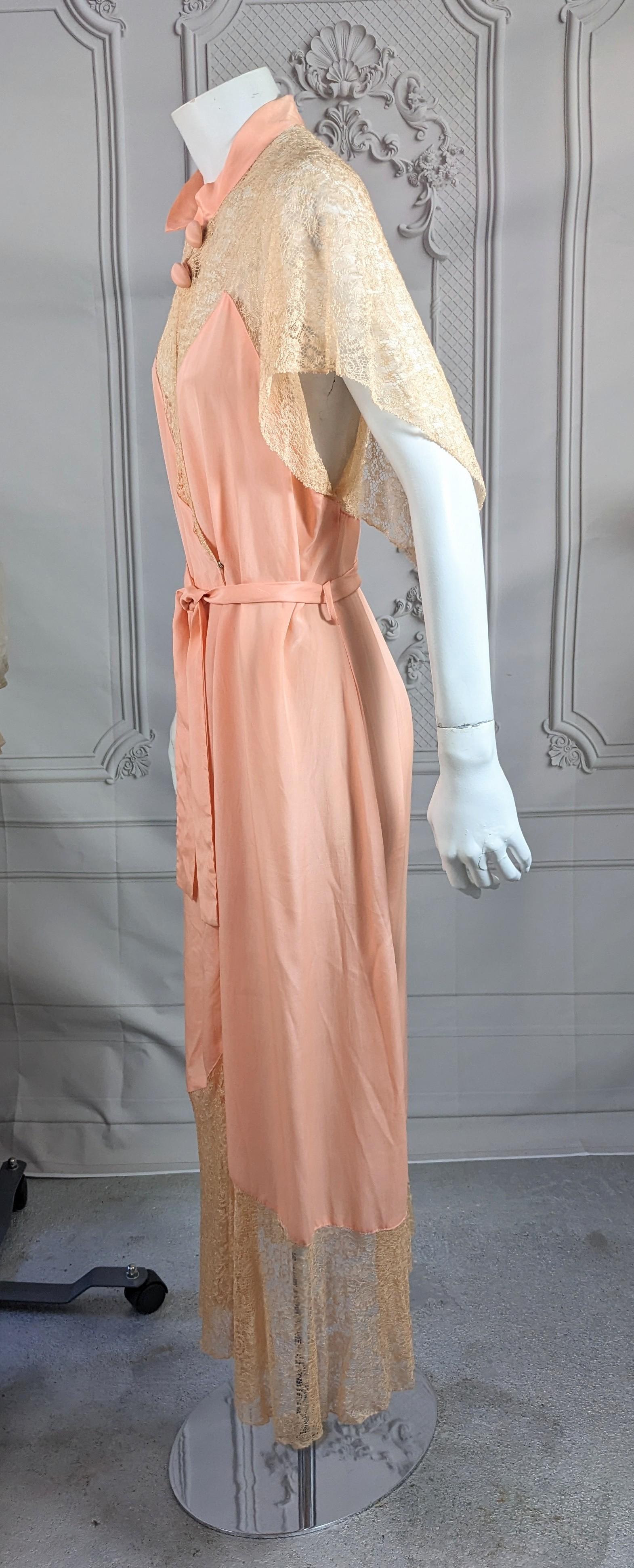 Art Deco Mandarin Collar Lingerie Wrap Dress For Sale 1