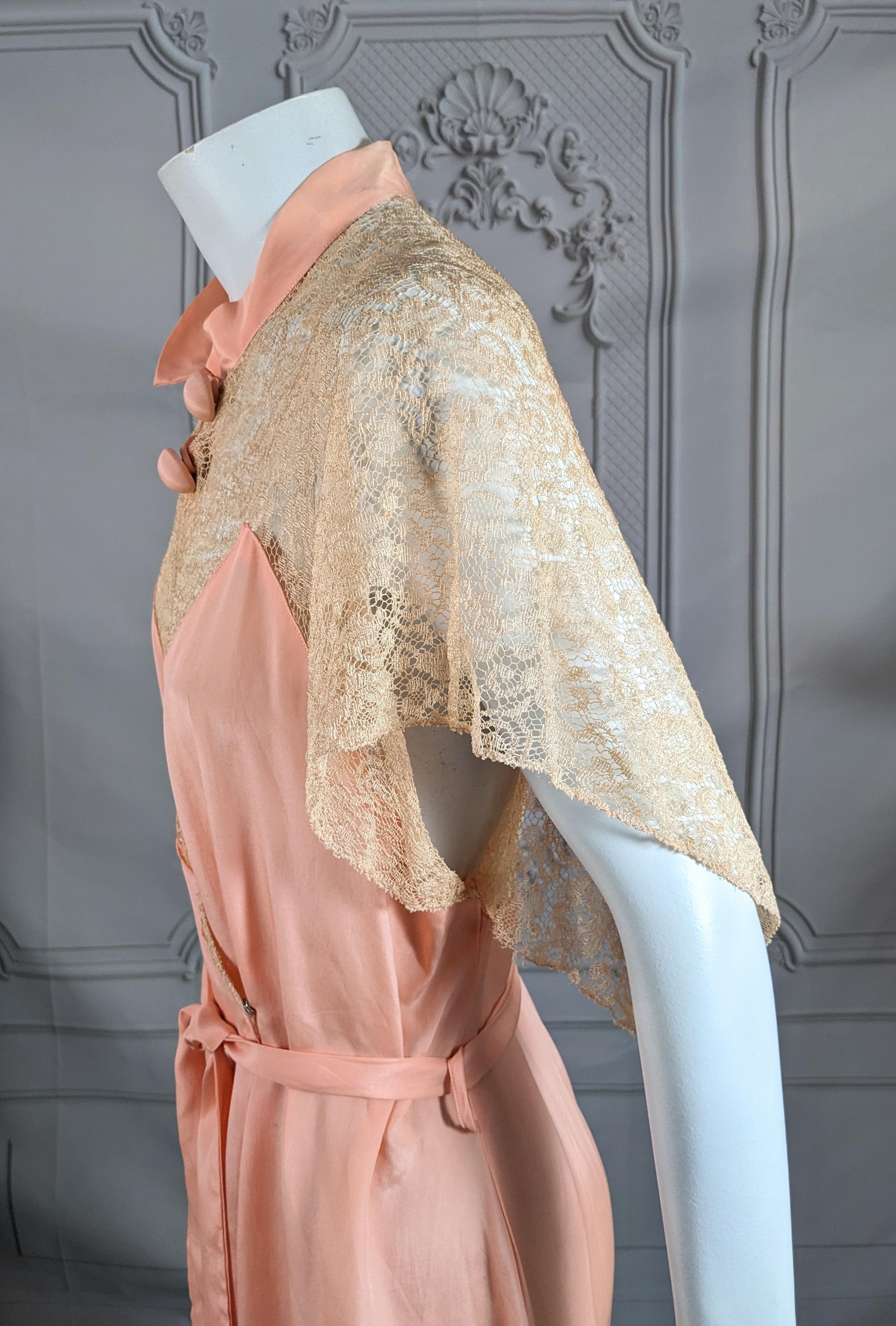 Art Deco Mandarin Collar Lingerie Wrap Dress For Sale 2
