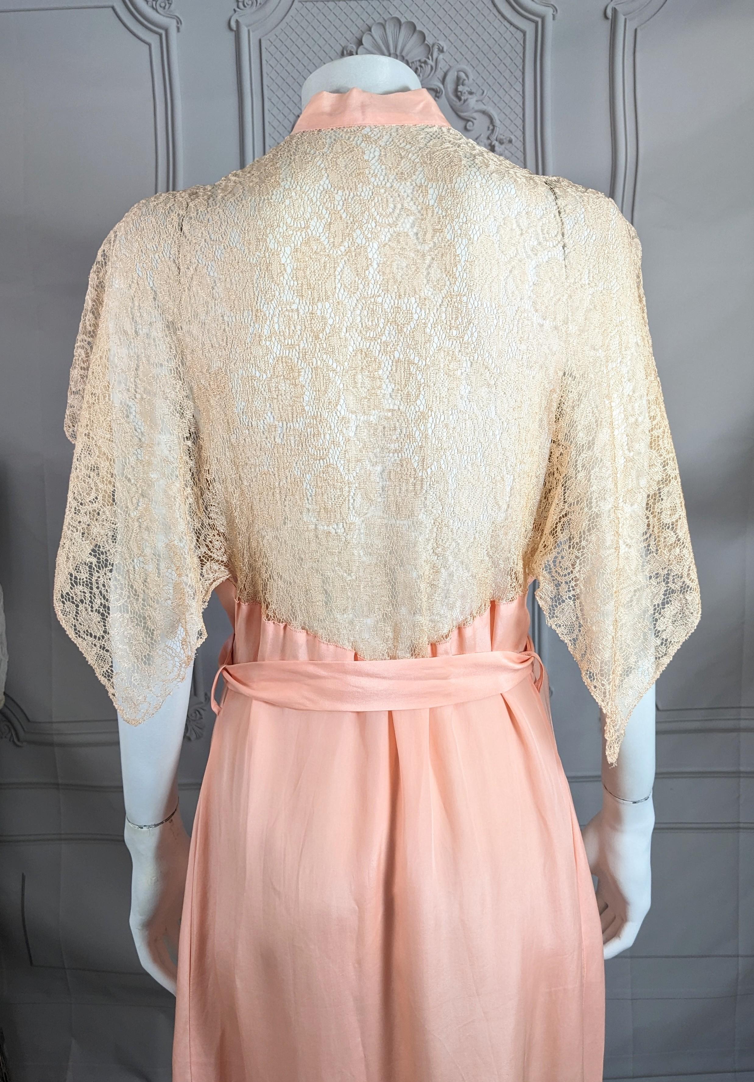 Art Deco Mandarin Collar Lingerie Wrap Dress For Sale 4