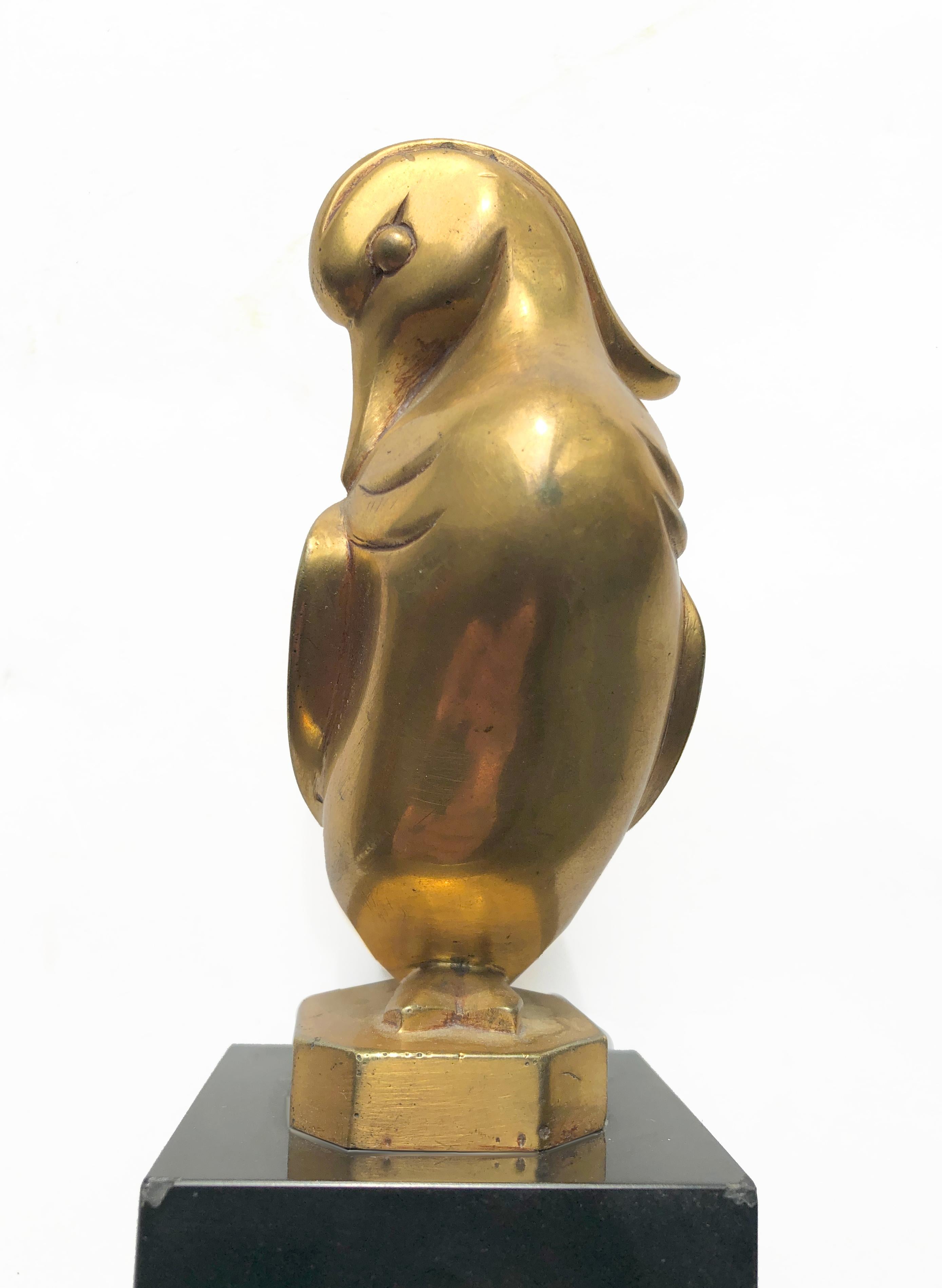 Art Deco Mandarin Duck Sculpture in Brass by Georges H. Laurent For Sale 1