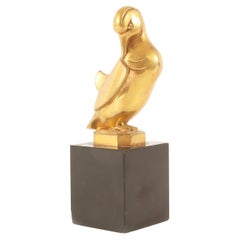 Art Deco Mandarin Duck Sculpture in Brass by Georges H. Laurent