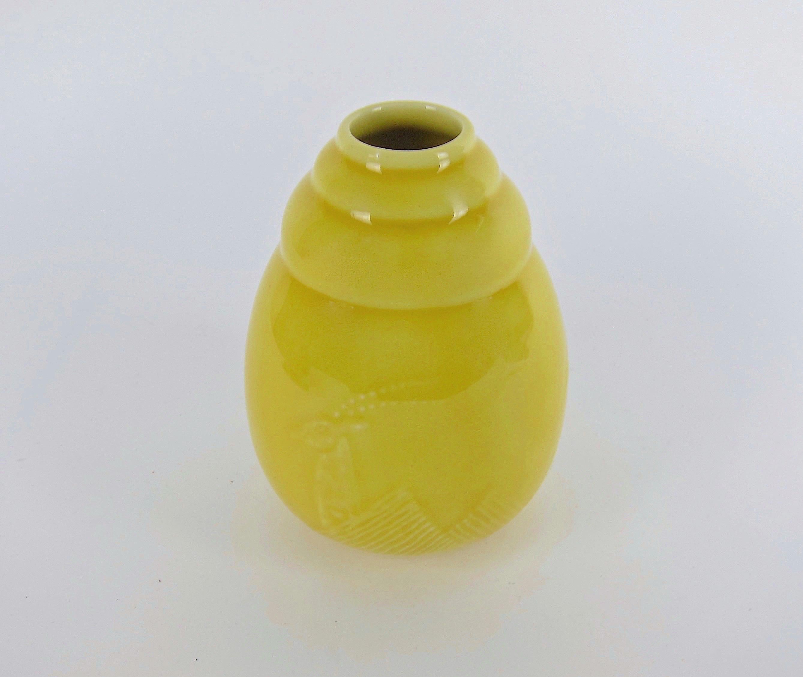 20th Century William Hentschel for Kenton Hills Porcelains Yellow Art Deco Antelope Vase