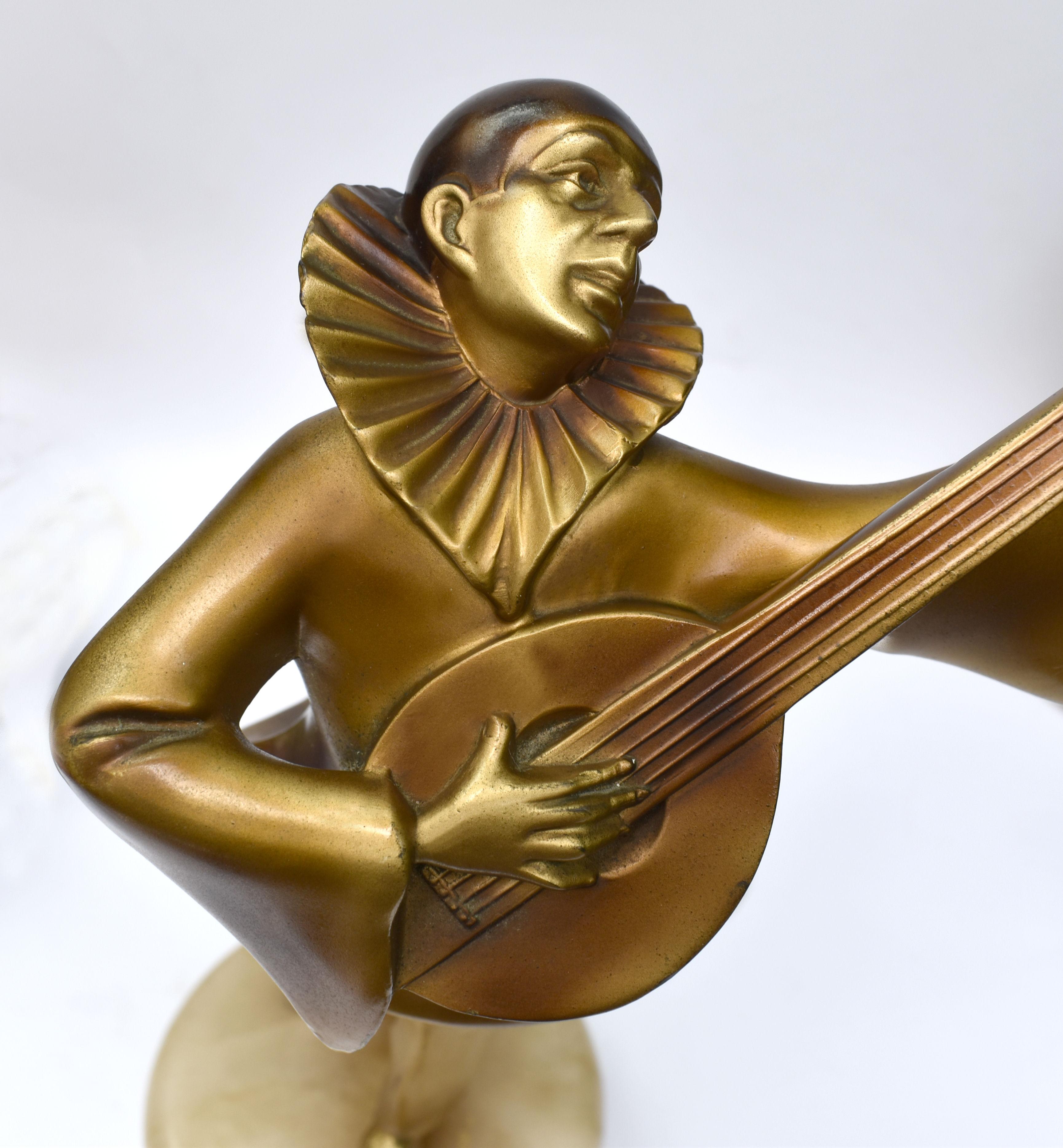 French Art Deco Mandolin Player by Josef Lorenzl, c1930 For Sale