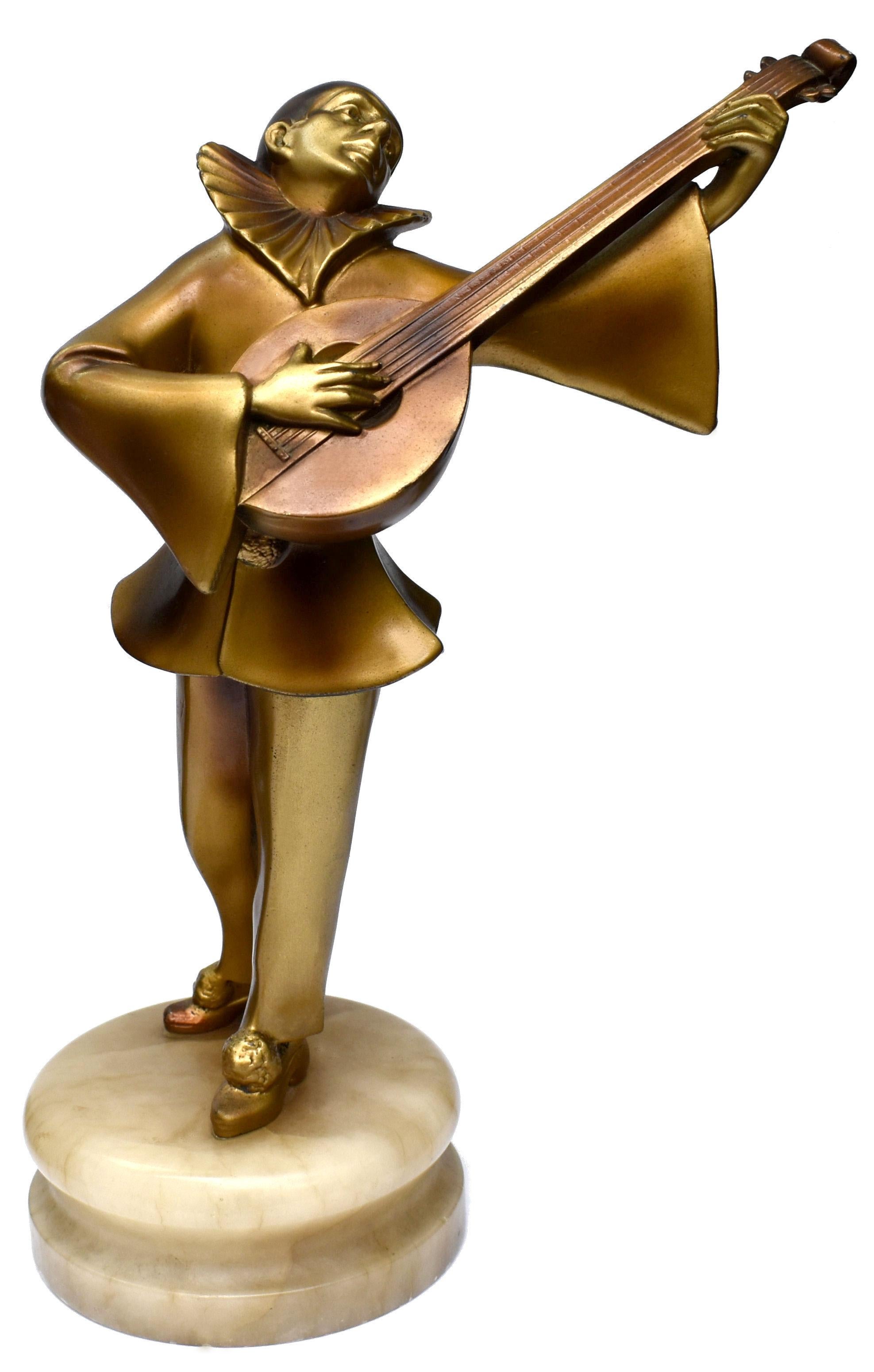 Art Deco Mandolin Player by Josef Lorenzl, c1930 In Good Condition For Sale In Devon, England