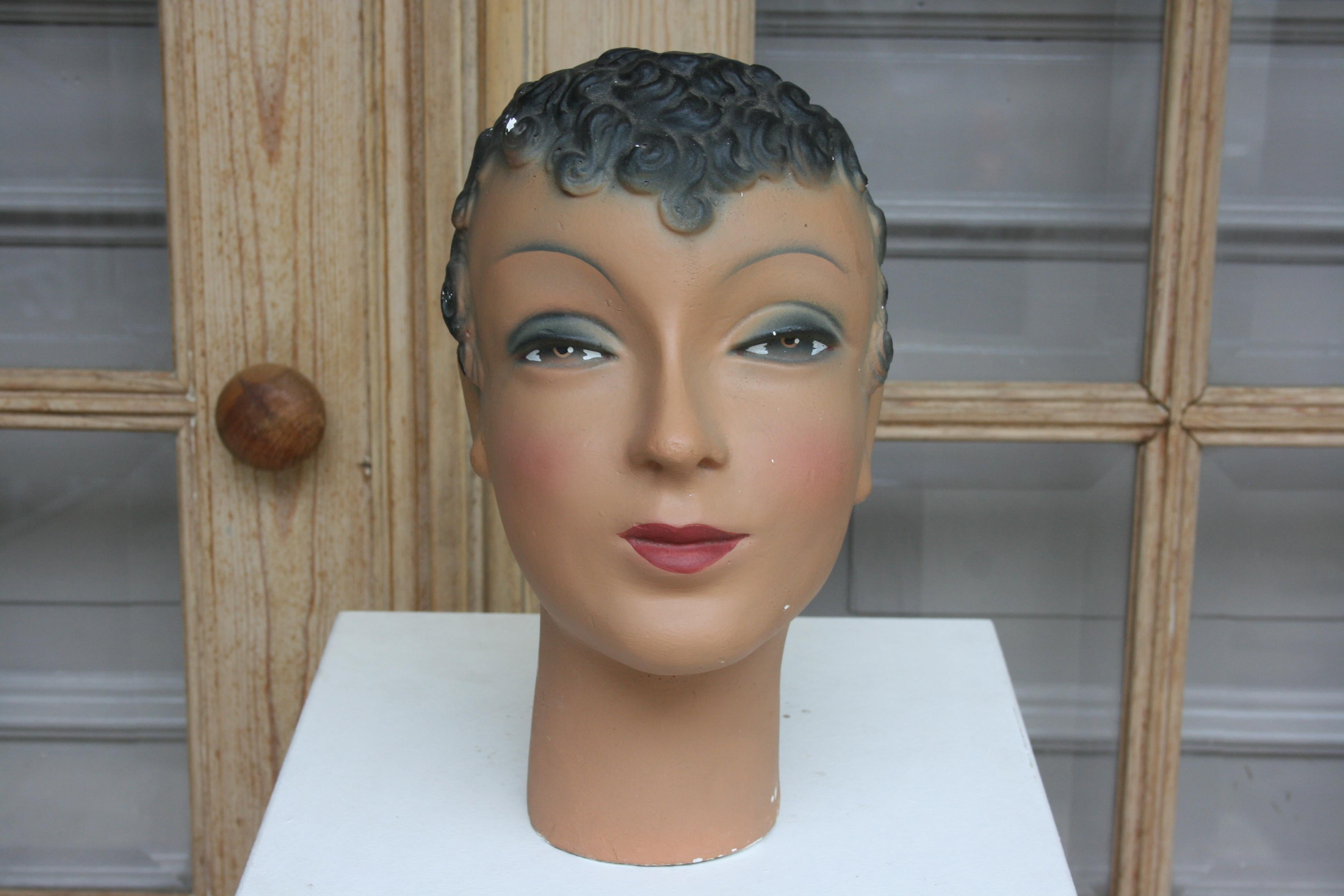 Art Deco Mannequin Head of a Young Lady from Brussels For Sale 3
