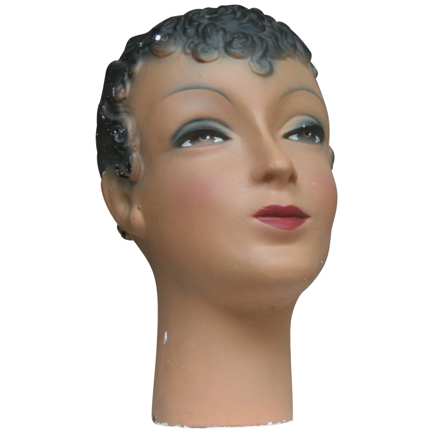 Art Deco Mannequin Head of a Young Lady from Brussels For Sale