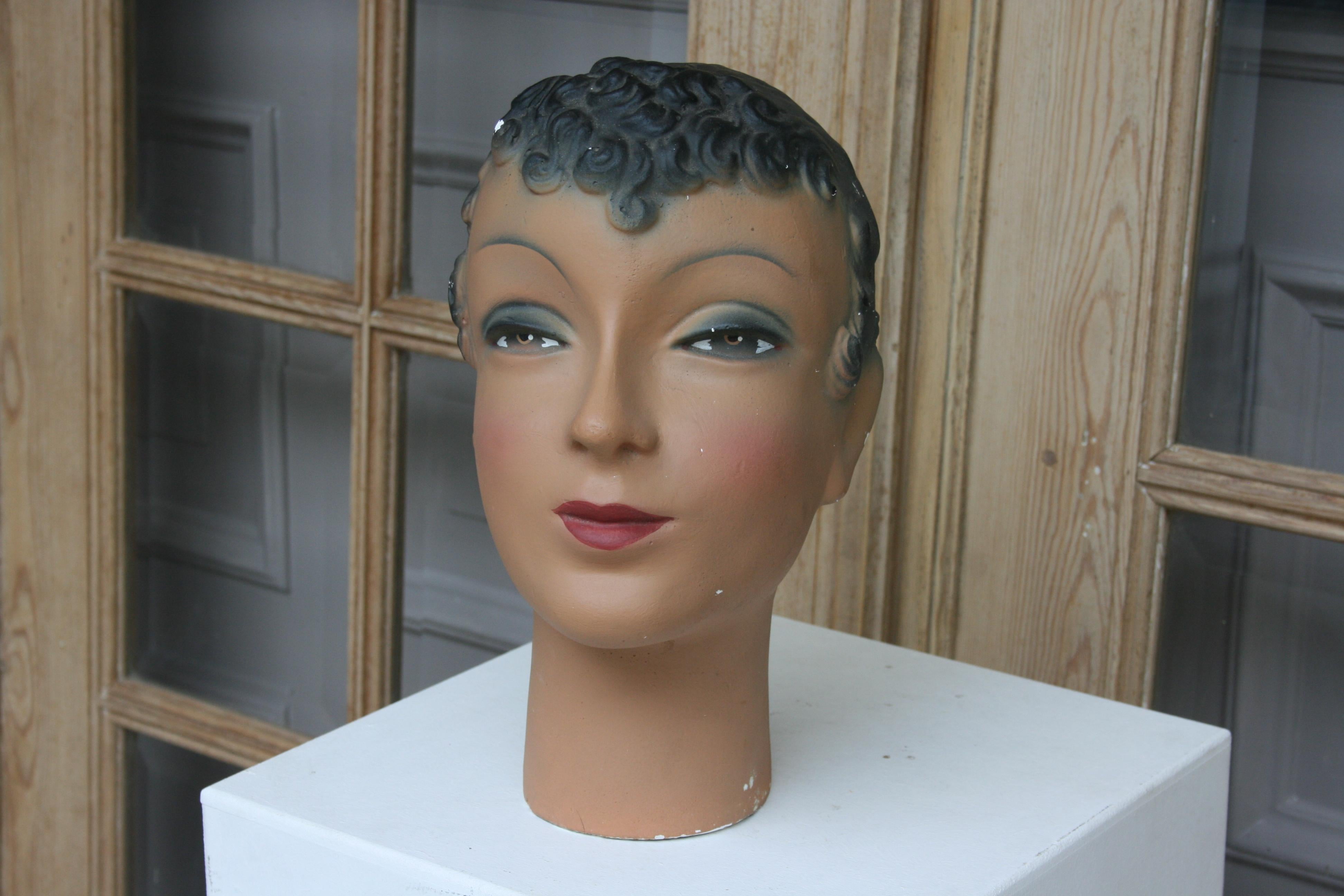 Belgian Art Deco Mannequin Head of a Young Lady from Brussels For Sale