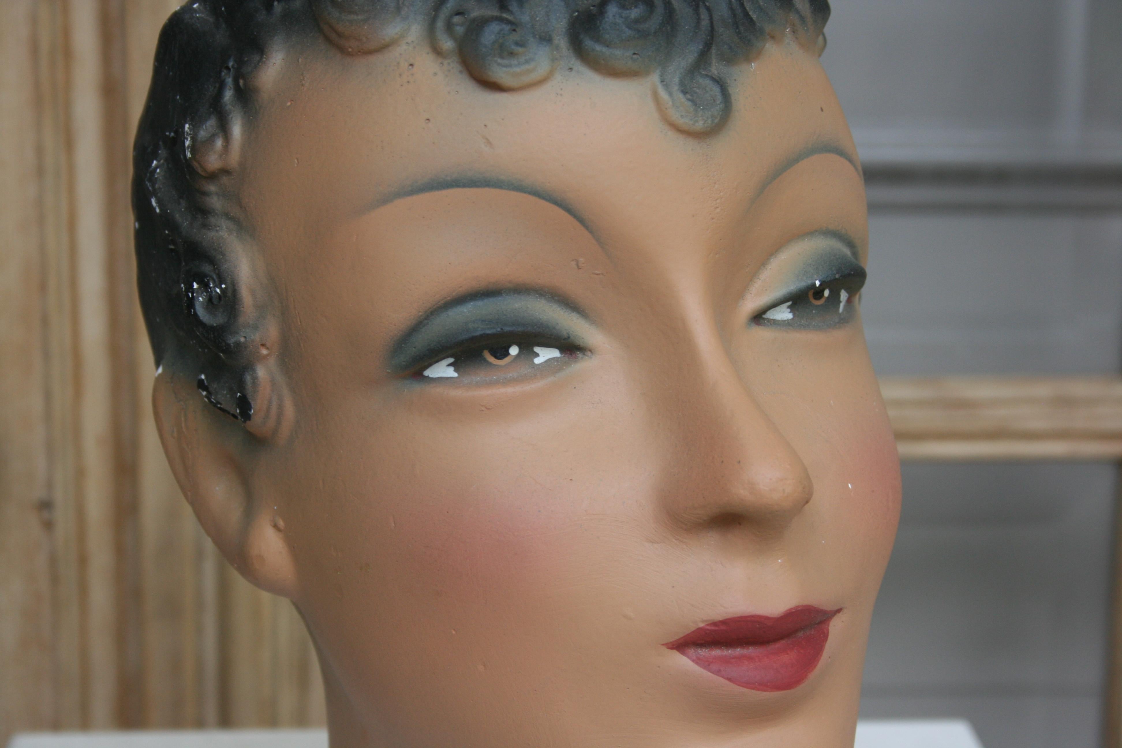 Art Deco Mannequin Head of a Young Lady from Brussels In Good Condition For Sale In Dusseldorf, DE