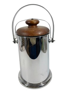 Art Deco Manning-Bowman Chrome Light-House Form Ice Bucket w/ Locking Walnut Lid