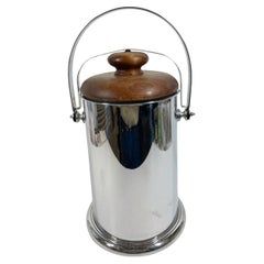 Antique Art Deco Manning-Bowman Chrome Light-House Form Ice Bucket w/ Locking Walnut Lid