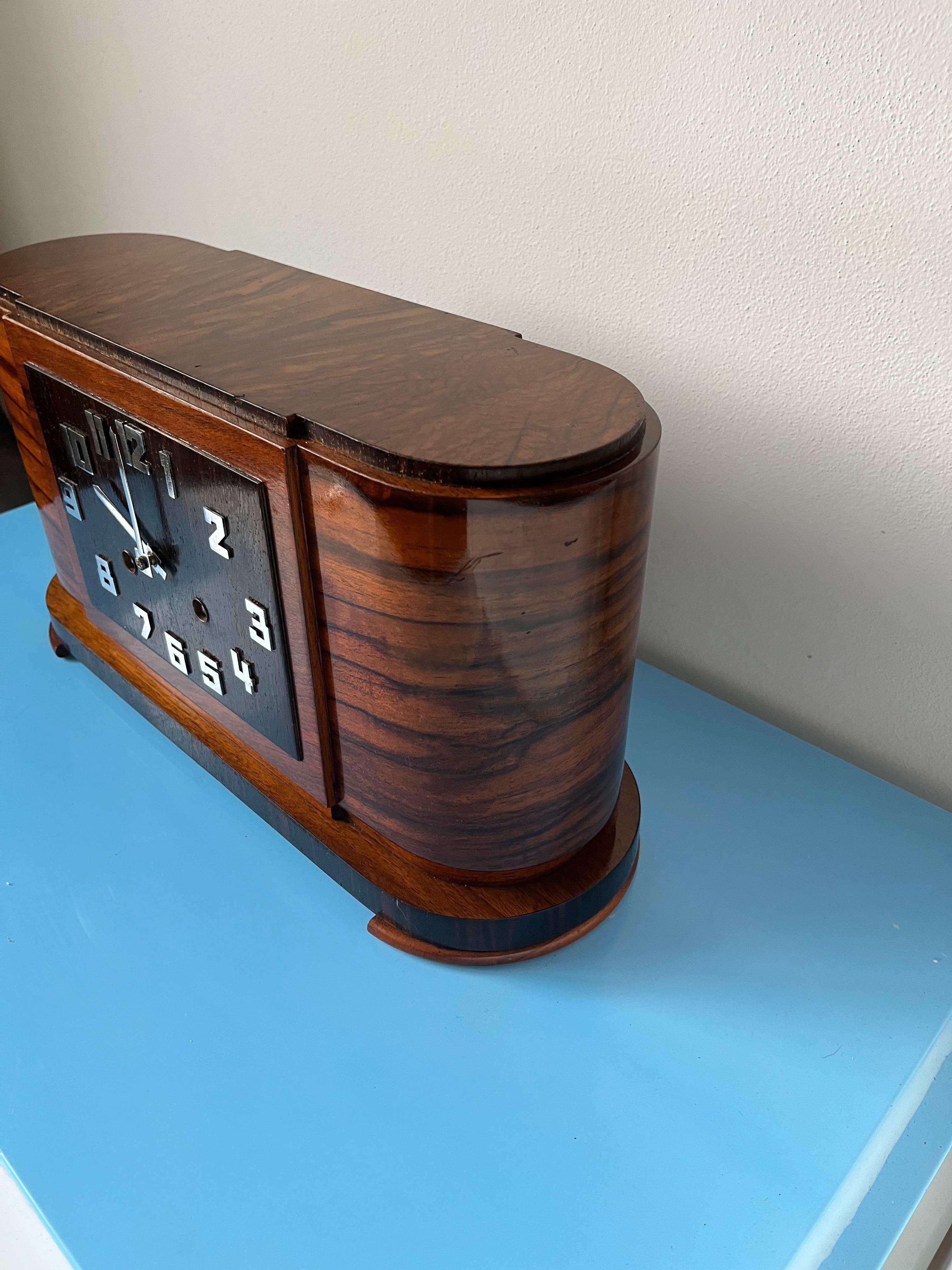 Wood Art Deco mantel clock 1930, Germny For Sale