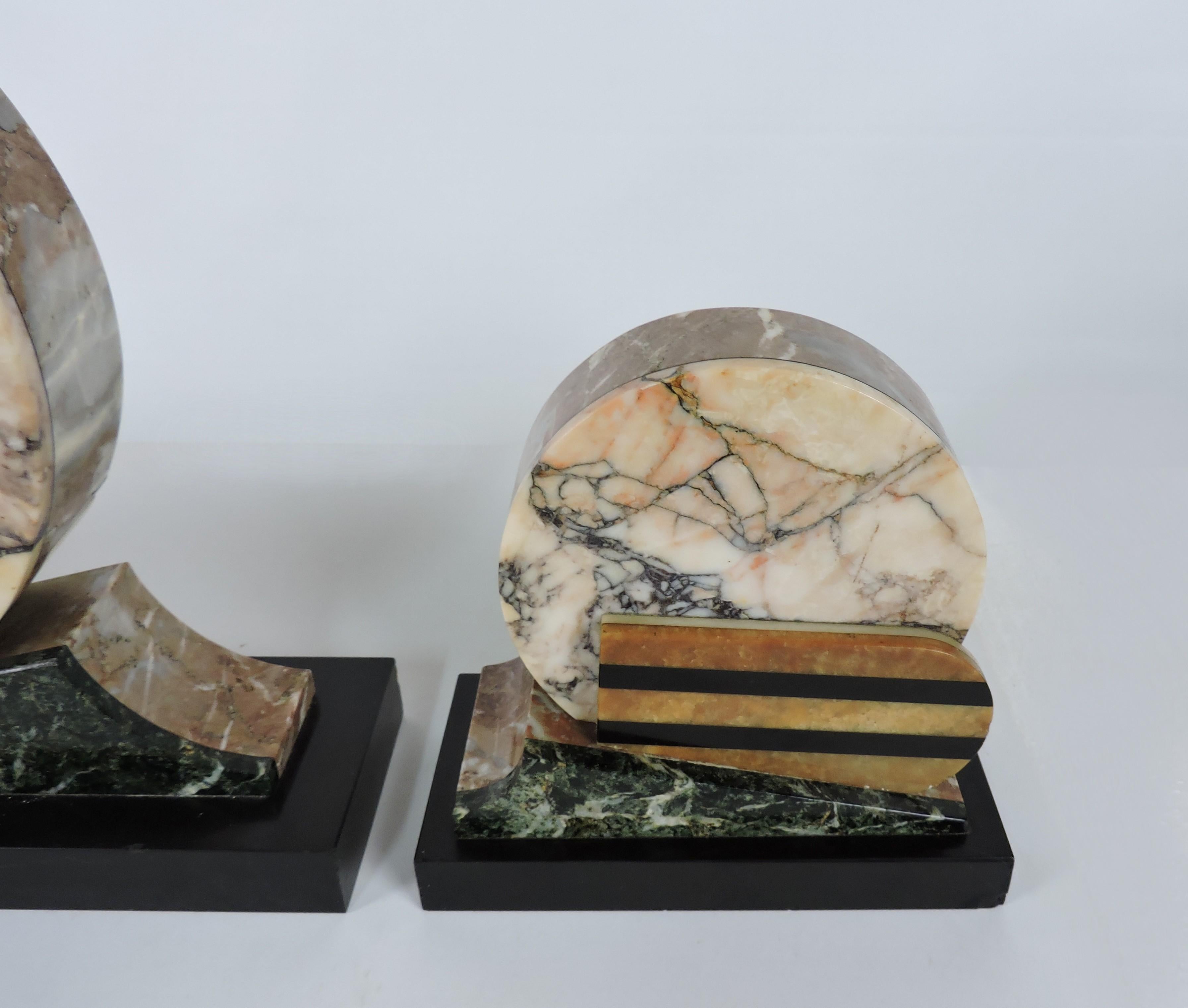 Art Deco Mantel Clock 3 Piece Garniture Set Marble with Bronze Bull For Sale 1