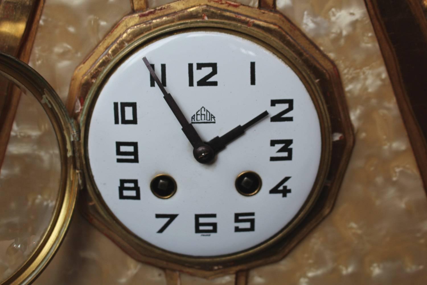 Bakelite Art Deco Mantel Clock Attributed to Süe et Mare 8 Day Movement French circa 1925