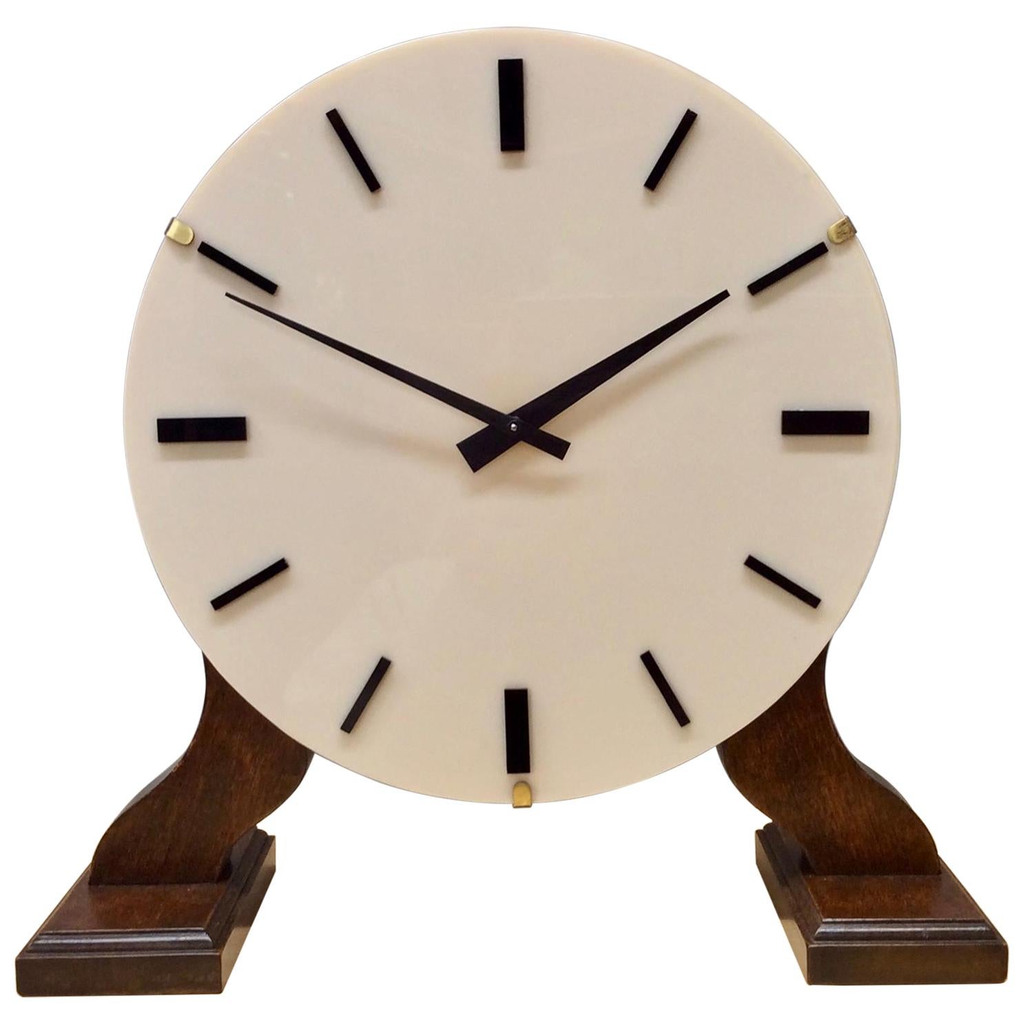Vintage Small Wooden Elliot London Mantel Clock For Sale at 1stDibs