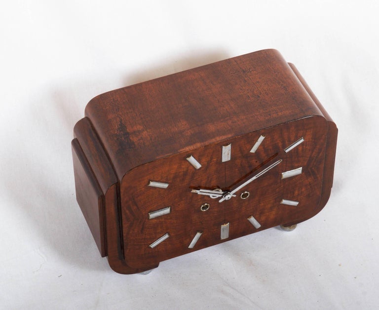 Brass Art Deco Mantel Clock For Sale