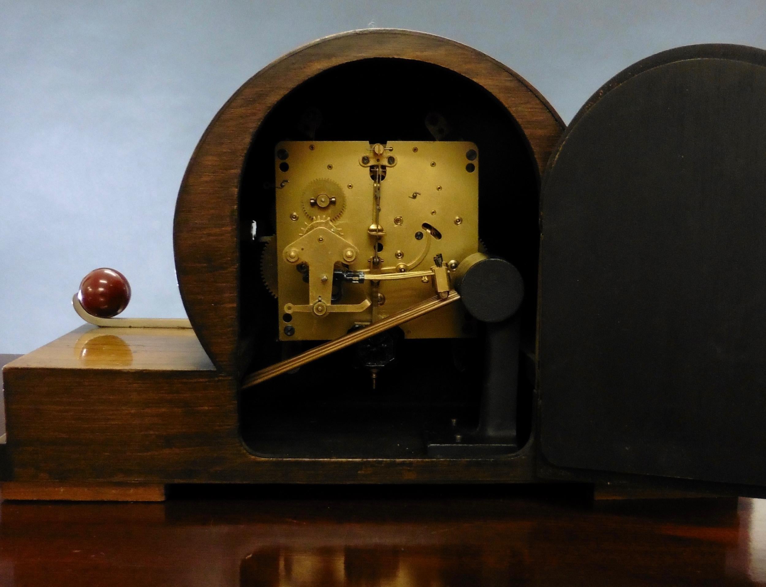 Wood Art Deco Mantel Clock