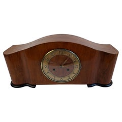 Art Deco Mantel Clock in Wood with Chiming Mechanical Movement, circa 1930