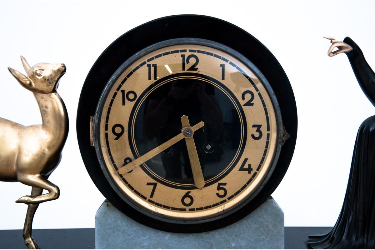 Art Deco Mantel Clock with Two Vases, Germany, 20-30s 6