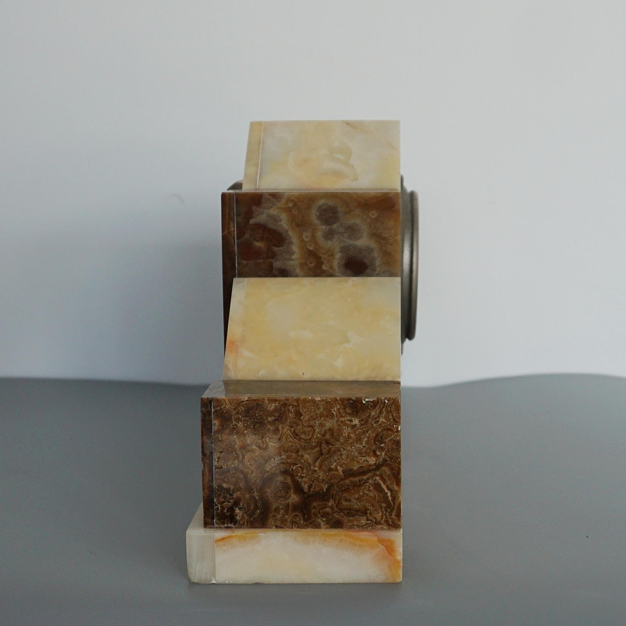 Art Deco Mantel Marble Clock with Garnitures 2