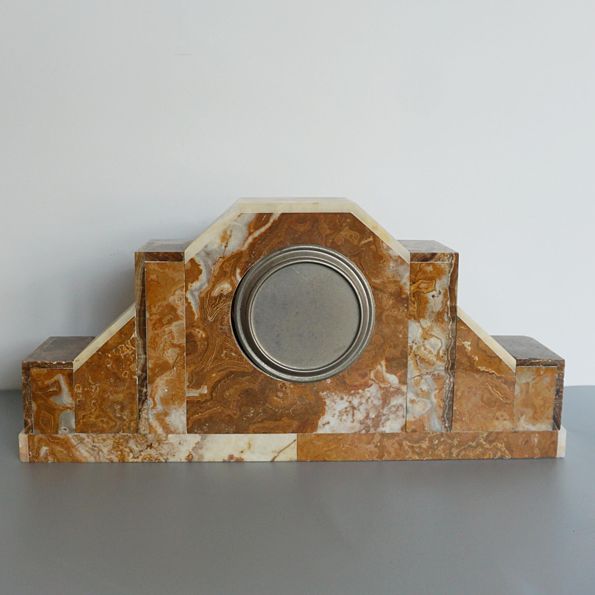 Art Deco Mantel Marble Clock with Garnitures 3