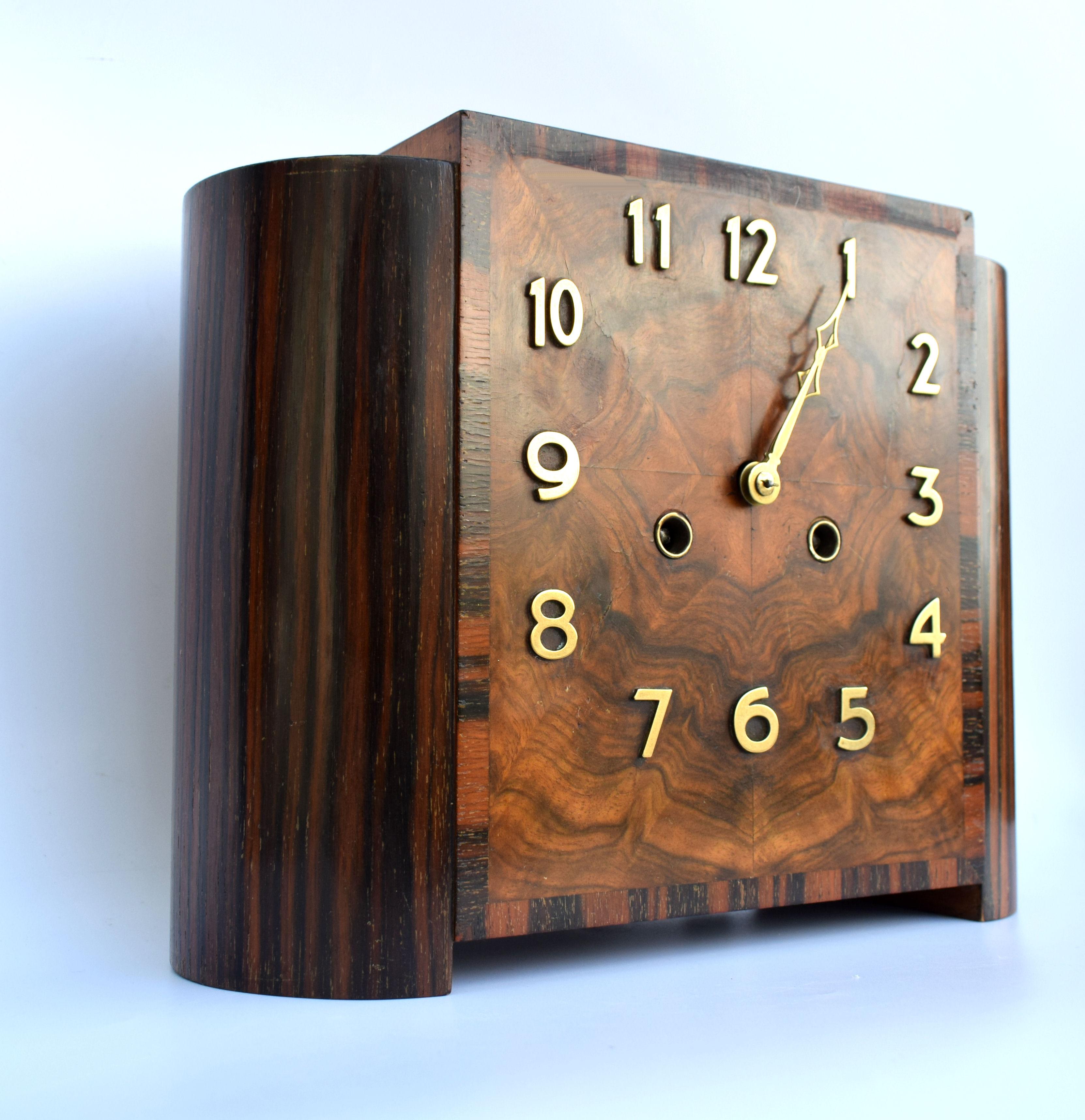Art Deco Mantle Striking Clock, German, circa 1930 In Good Condition In Devon, England
